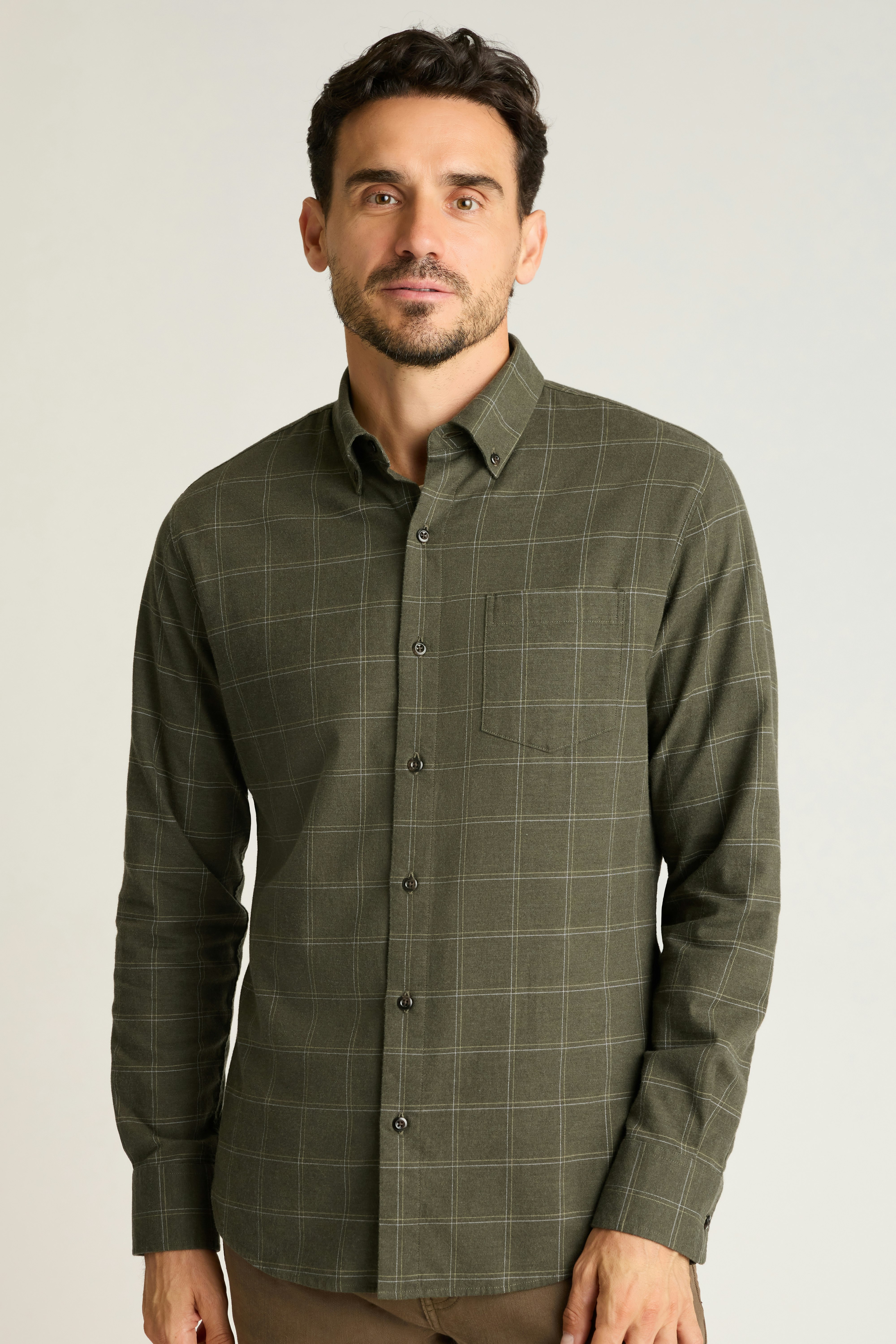 Everyday Lightweight Flannel Shirt olive windowpane