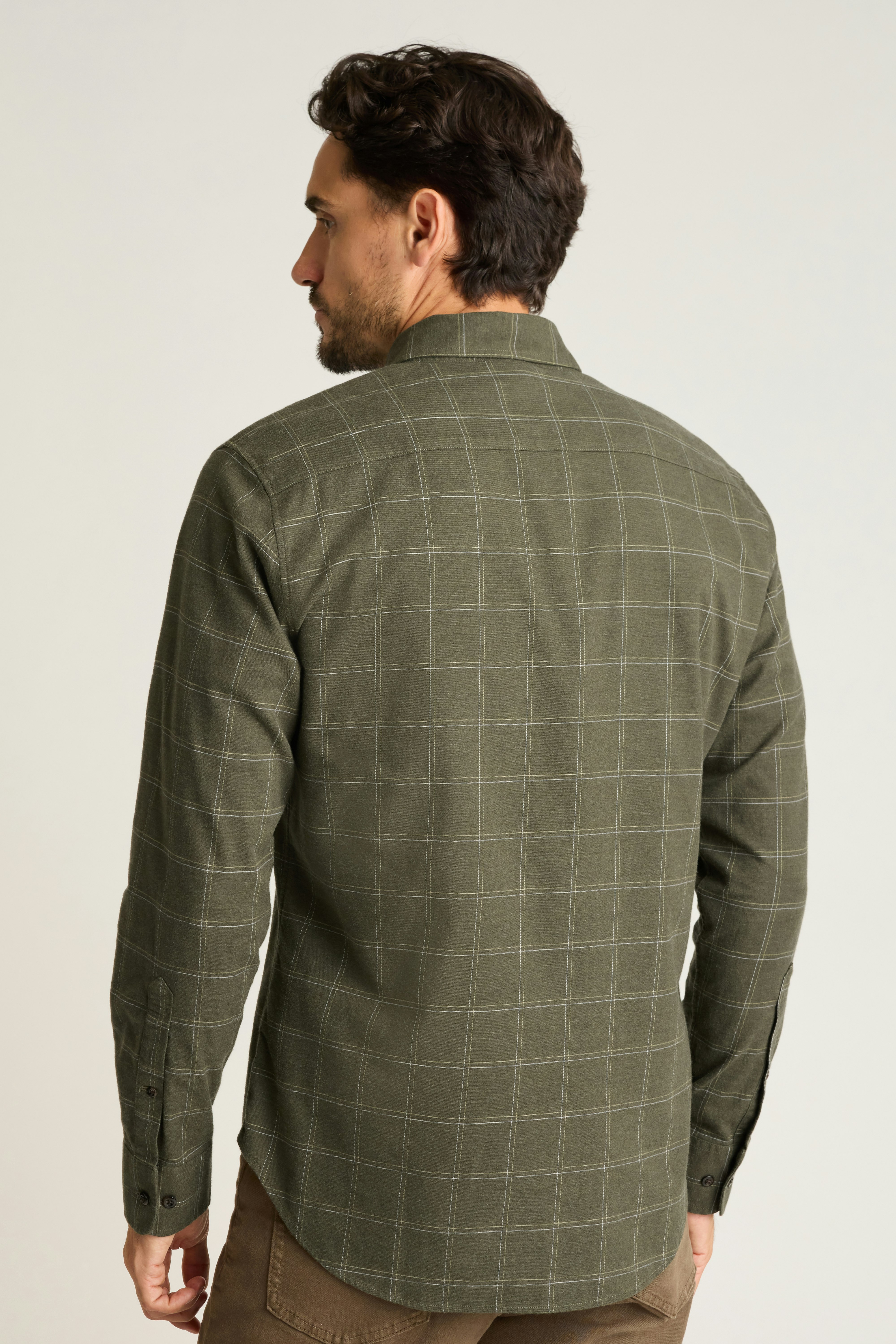 Everyday Lightweight Flannel Shirt olive windowpane
