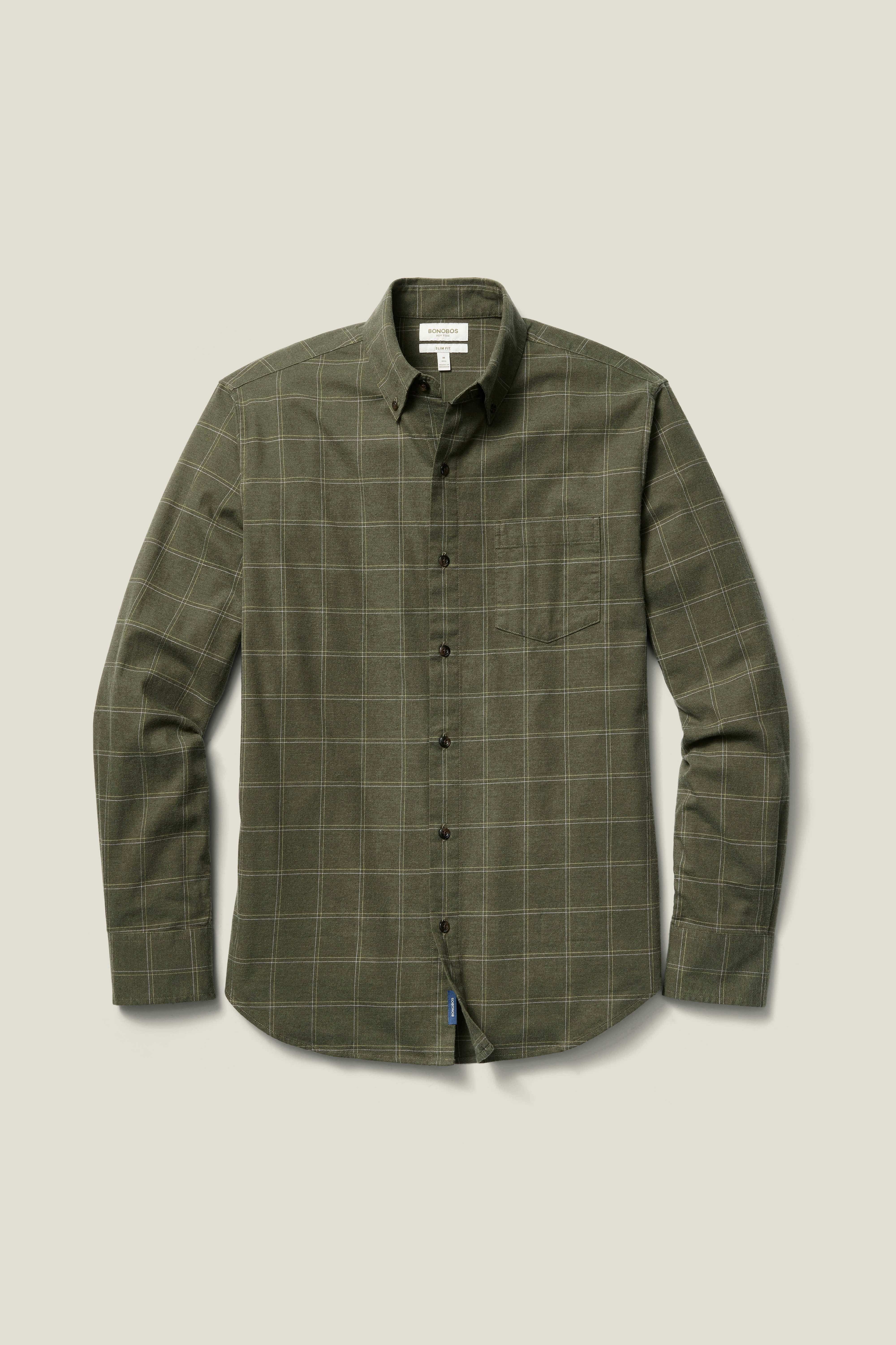 Everyday Lightweight Flannel Shirt olive windowpane