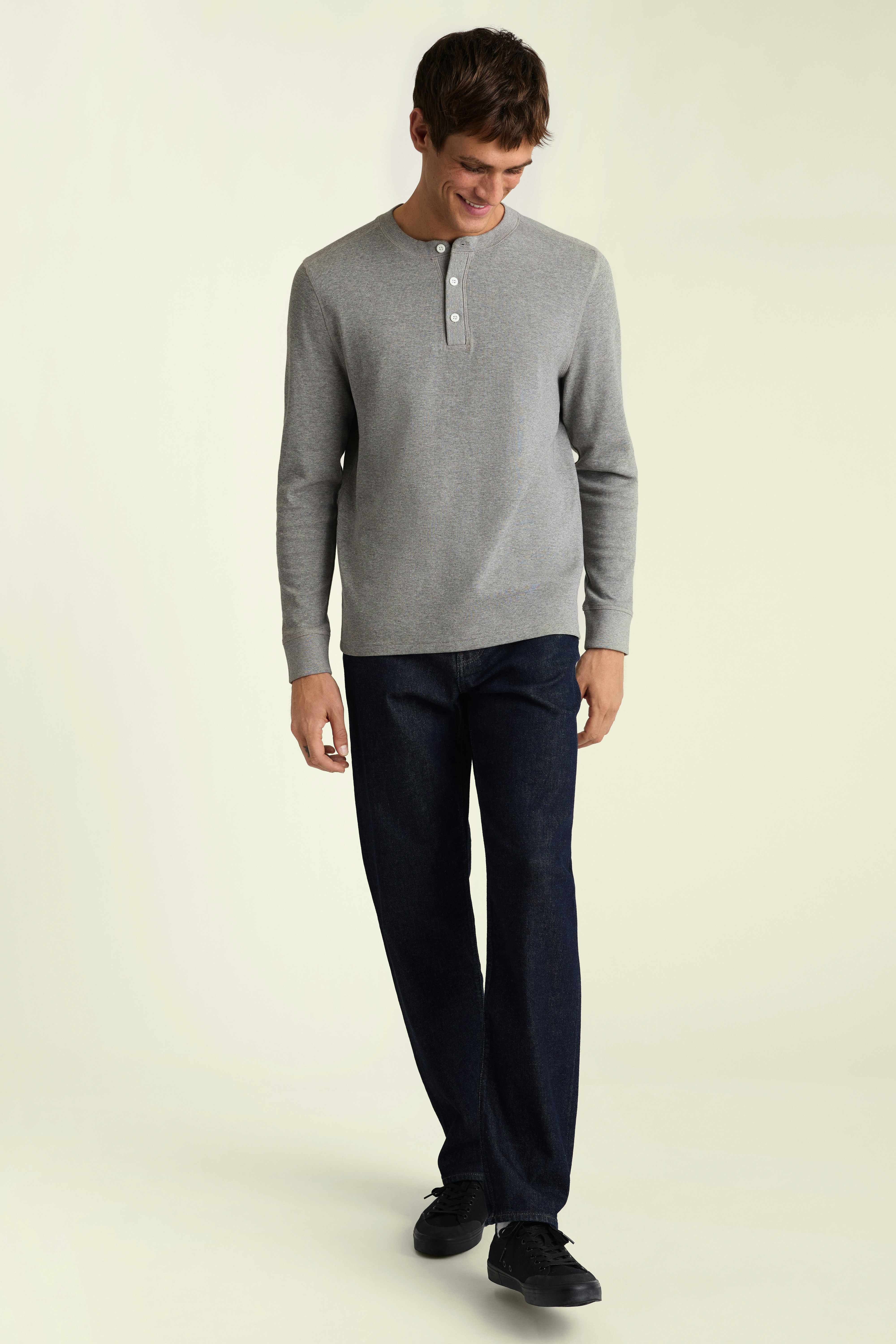 Waffle Henley grey heather