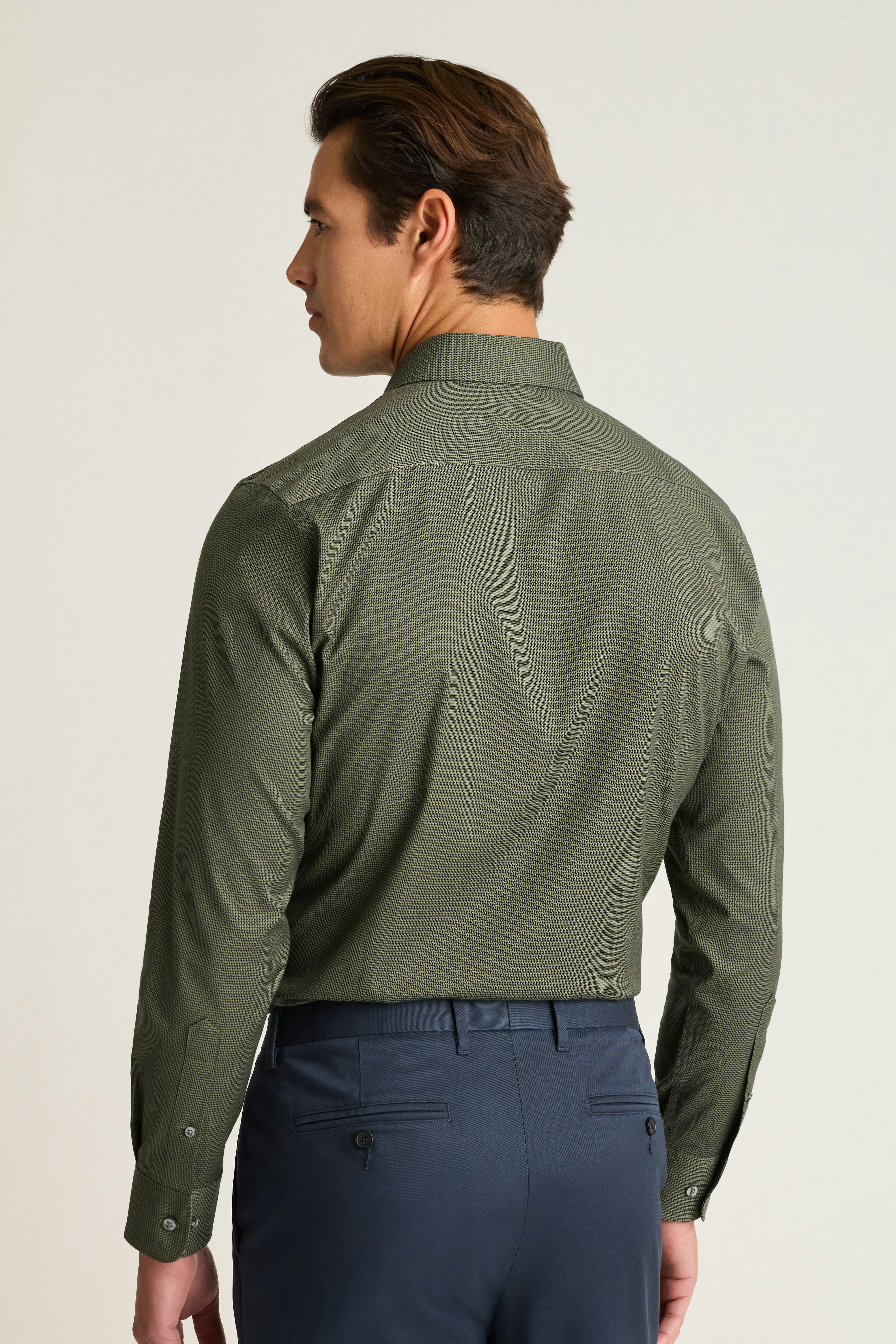 Weekday Warrior Dress Shirt navy olive houndstooth