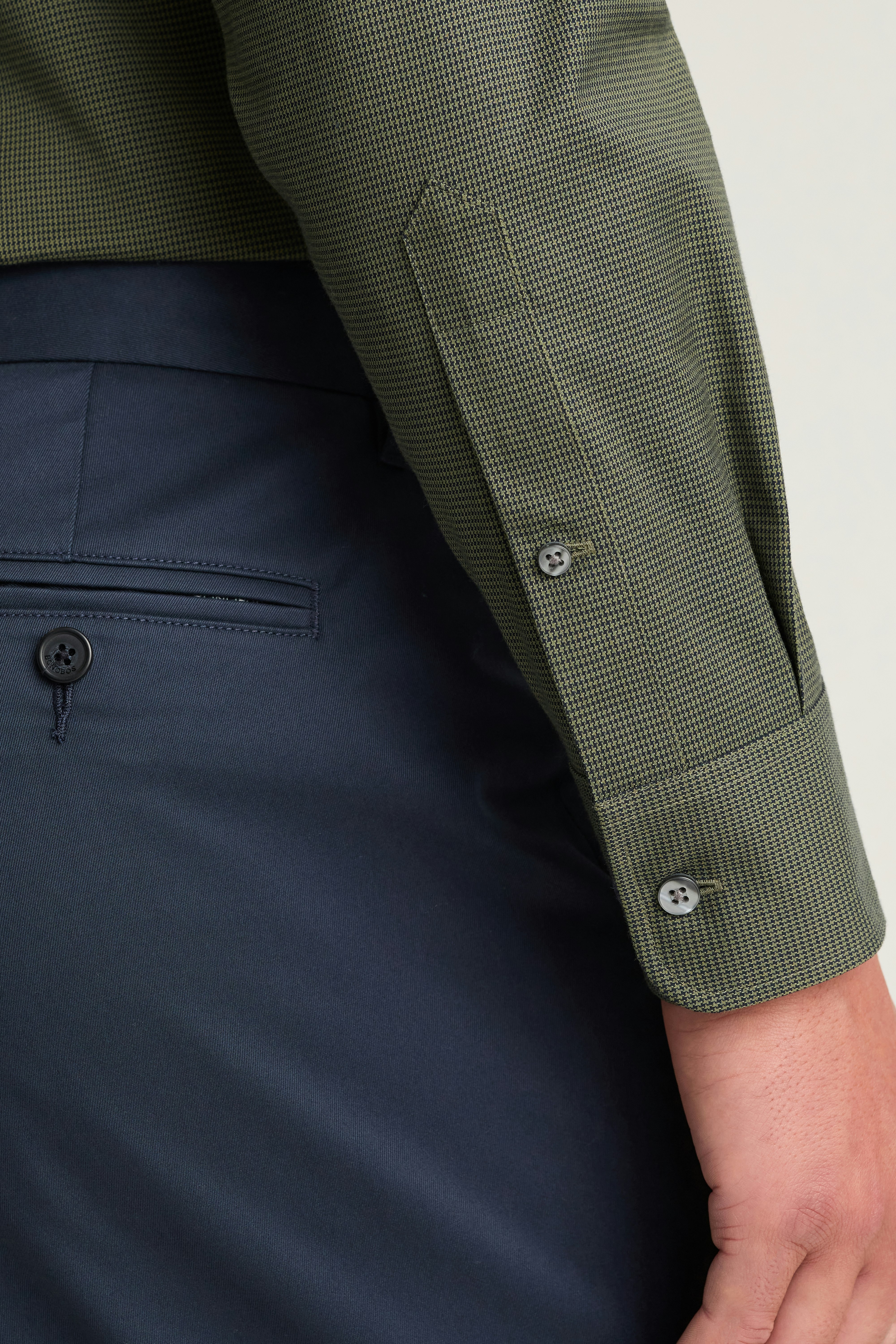 Weekday Warrior Dress Shirt navy olive houndstooth