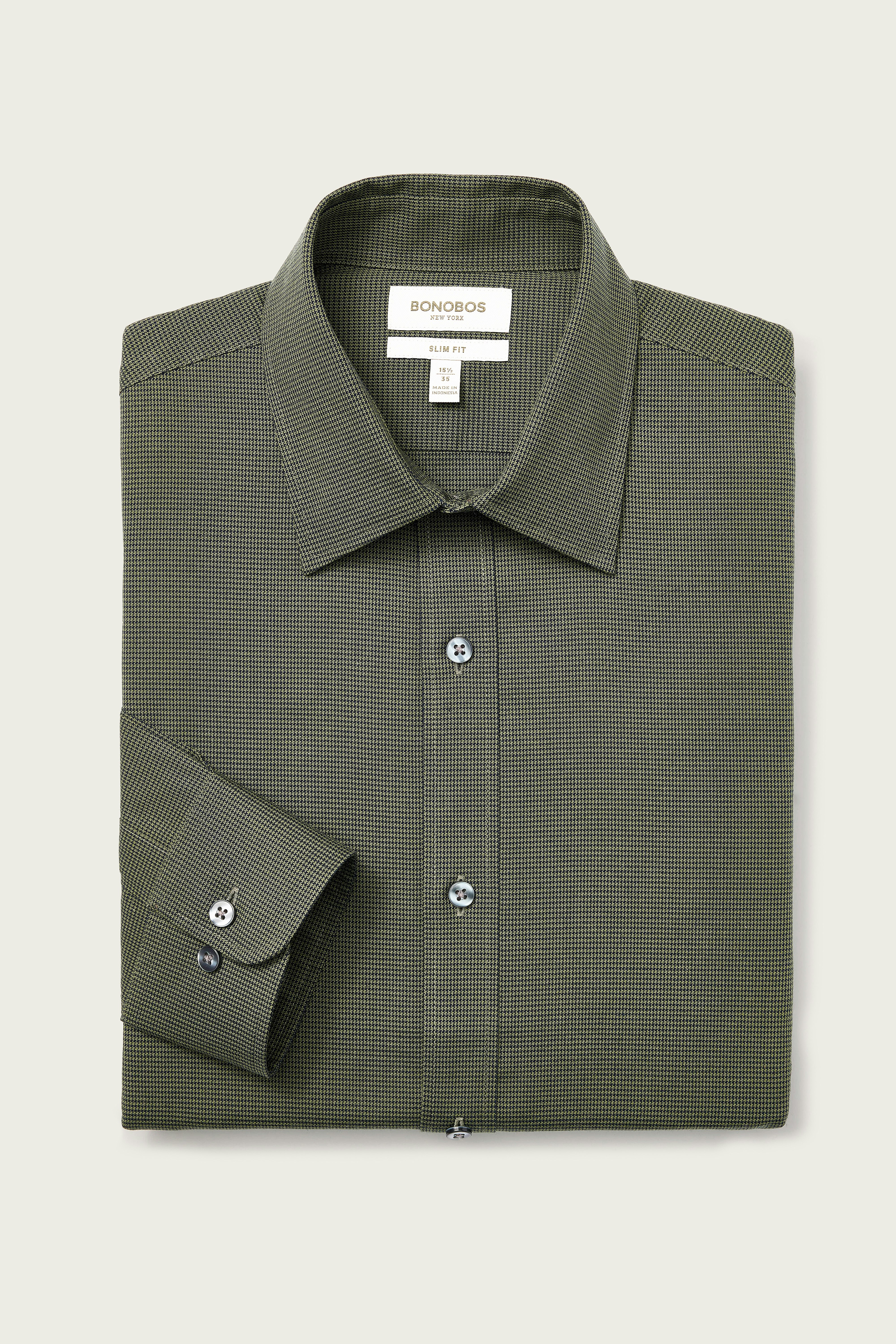 Weekday Warrior Dress Shirt navy olive houndstooth