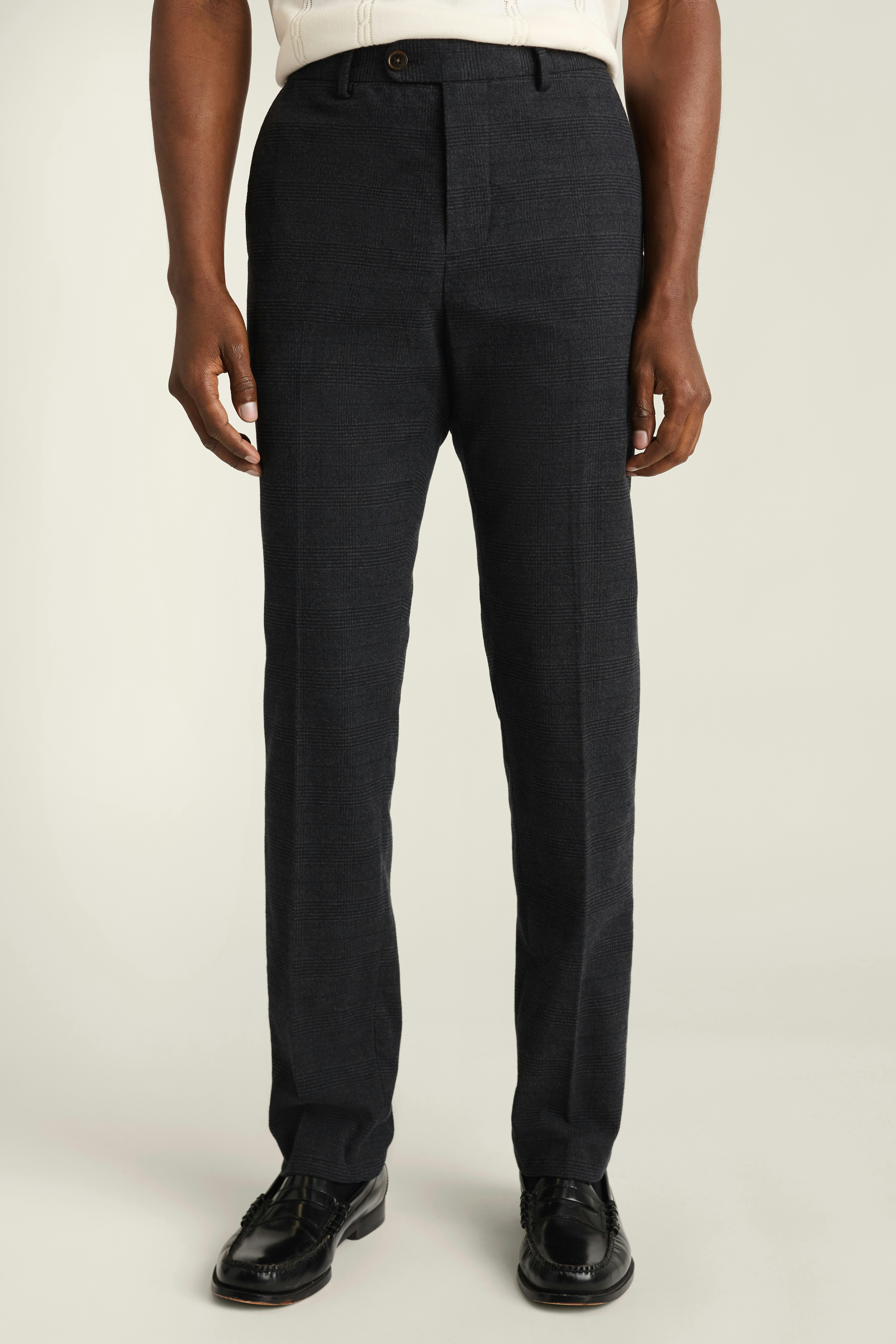 Primo Chino navy blue glen plaid