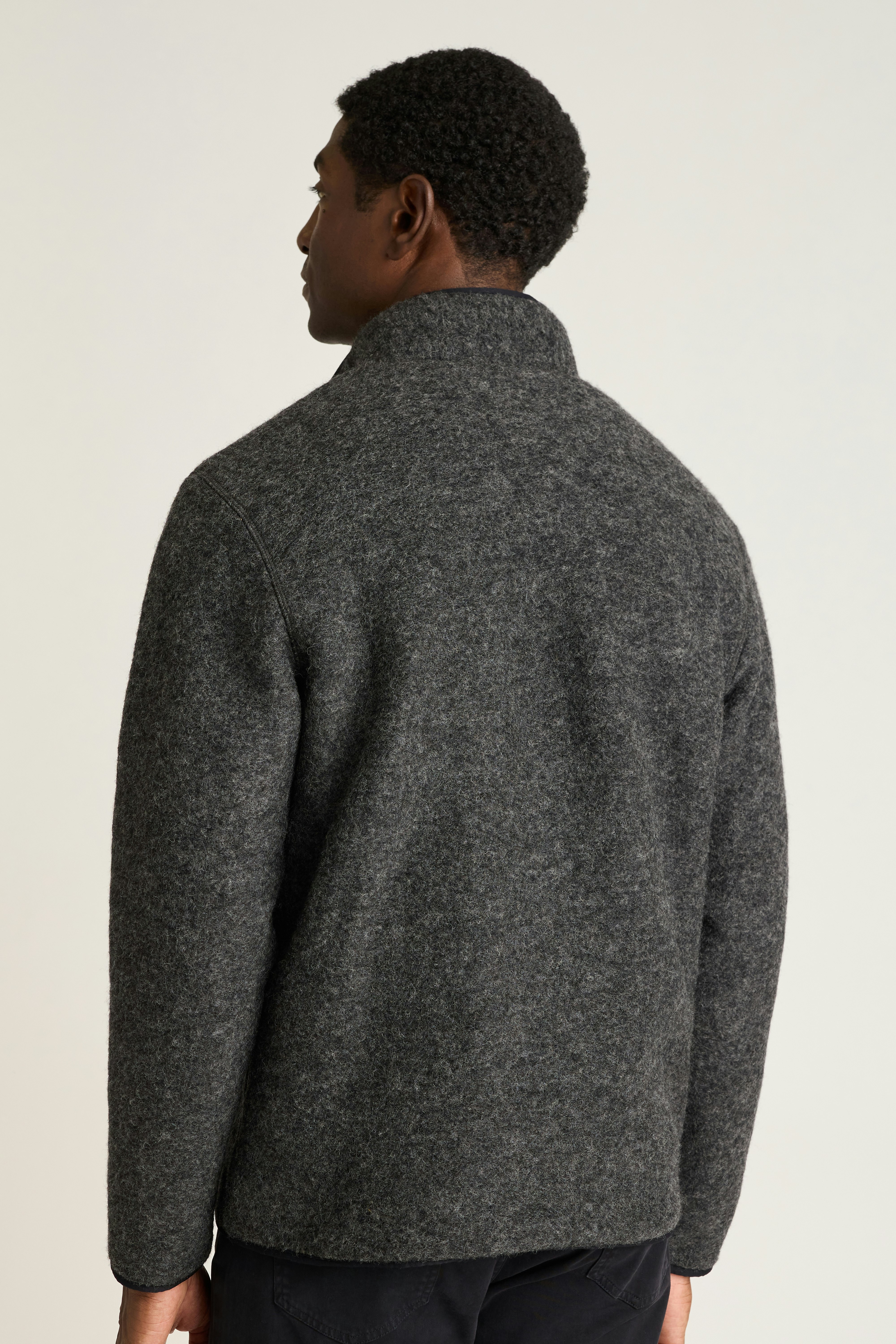 Italian Wool Fleece Quarter Zip charcoal heather