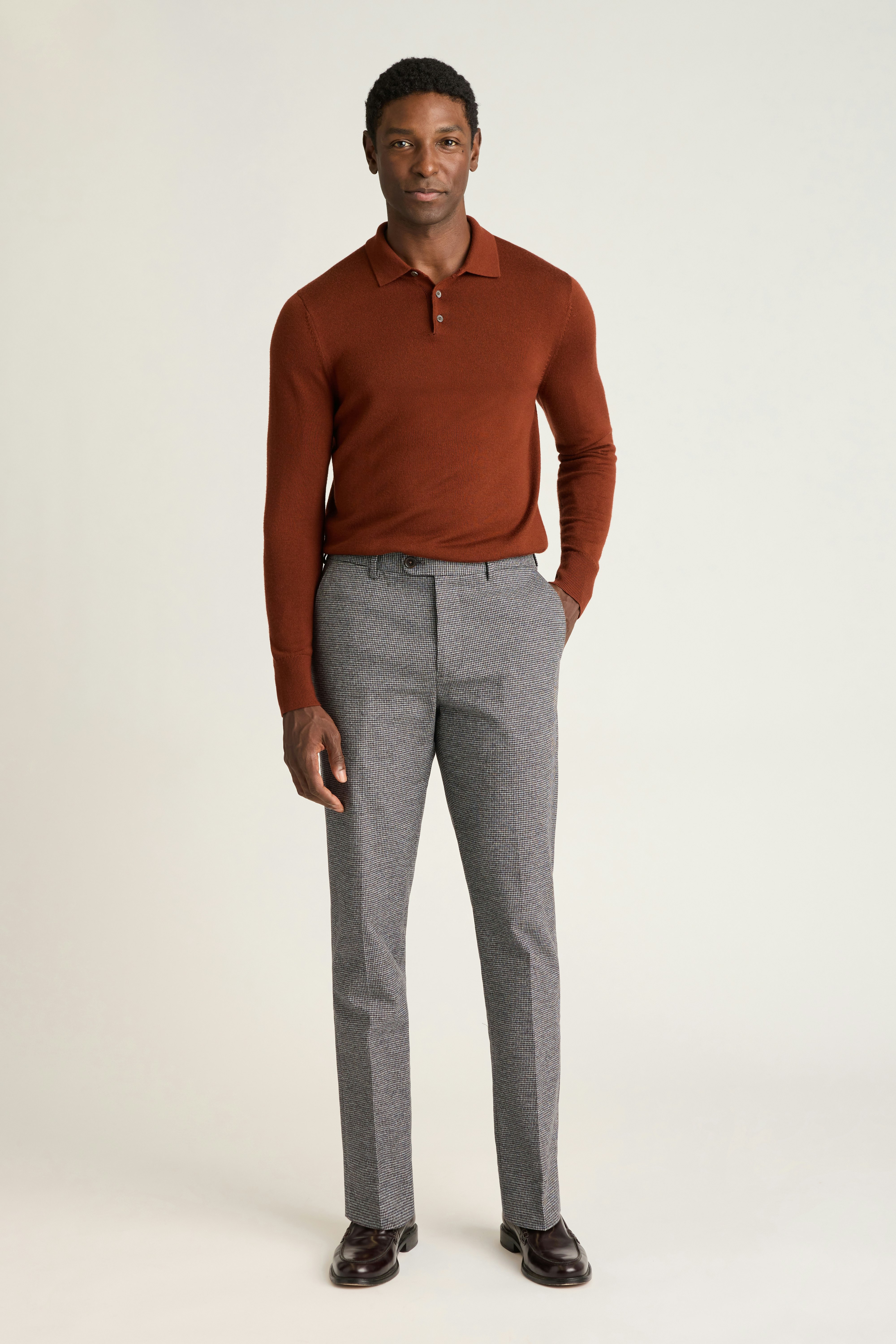 Primo Chino grey houndstooth