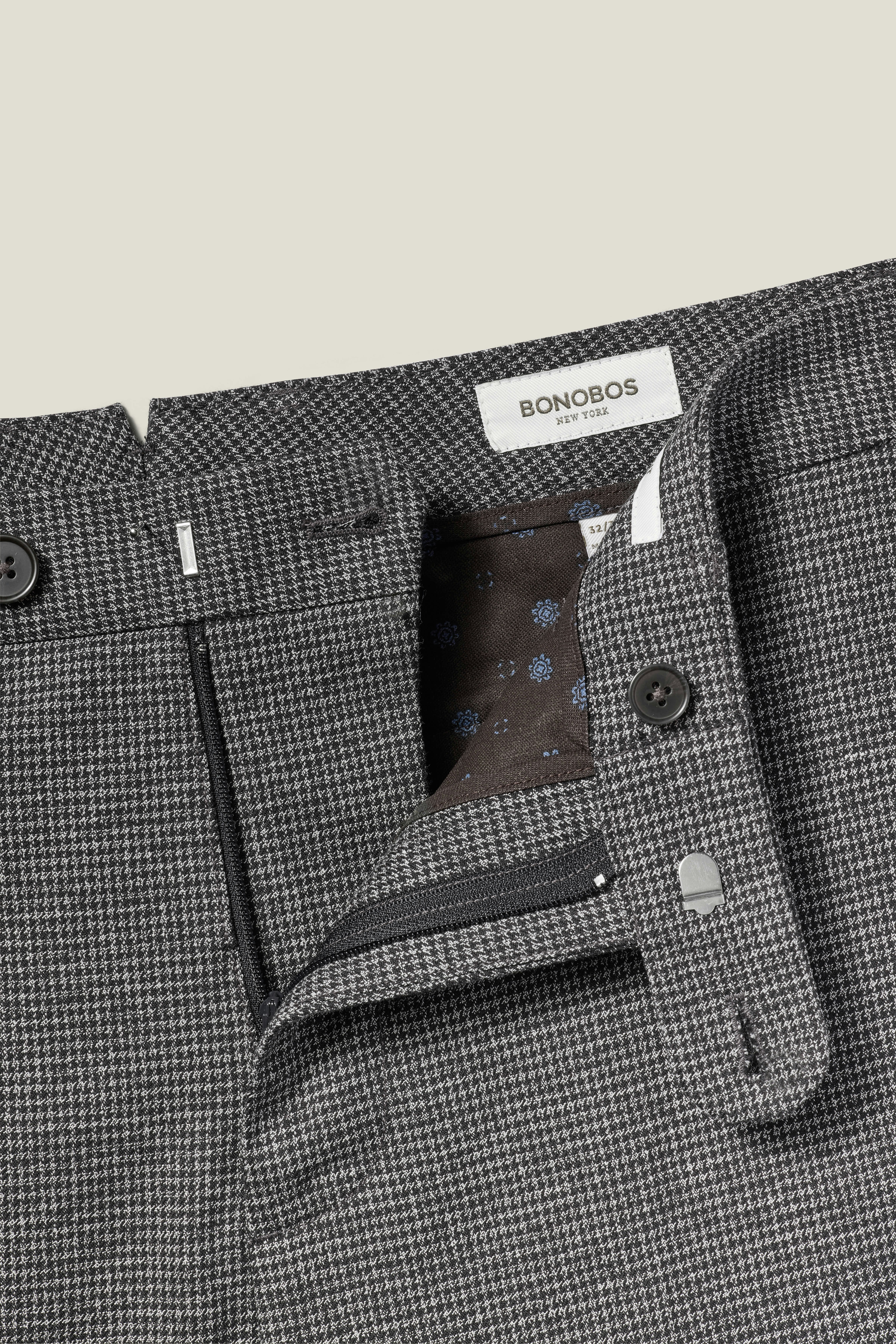 Primo Chino grey houndstooth