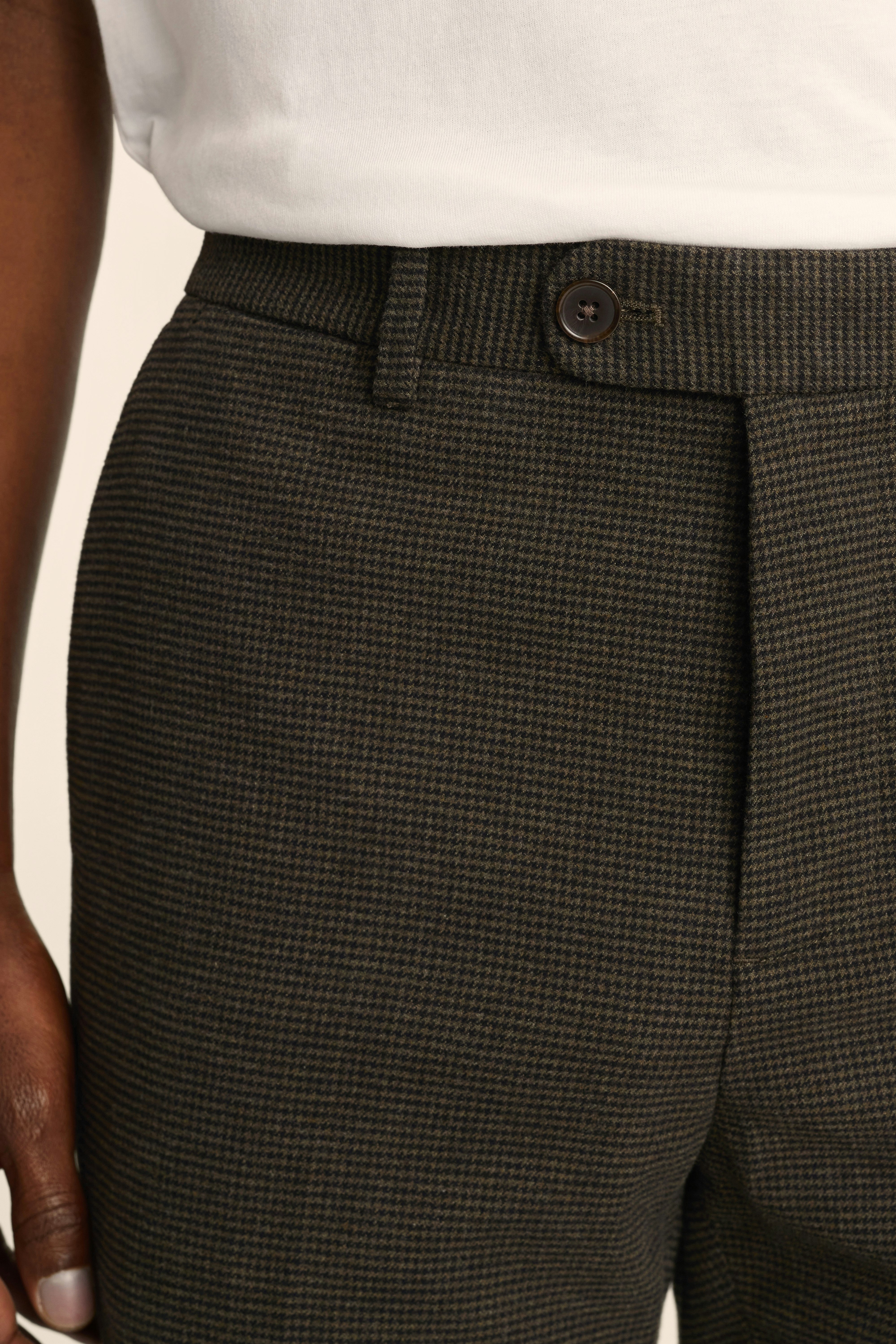 Primo Chino olive green houndstooth