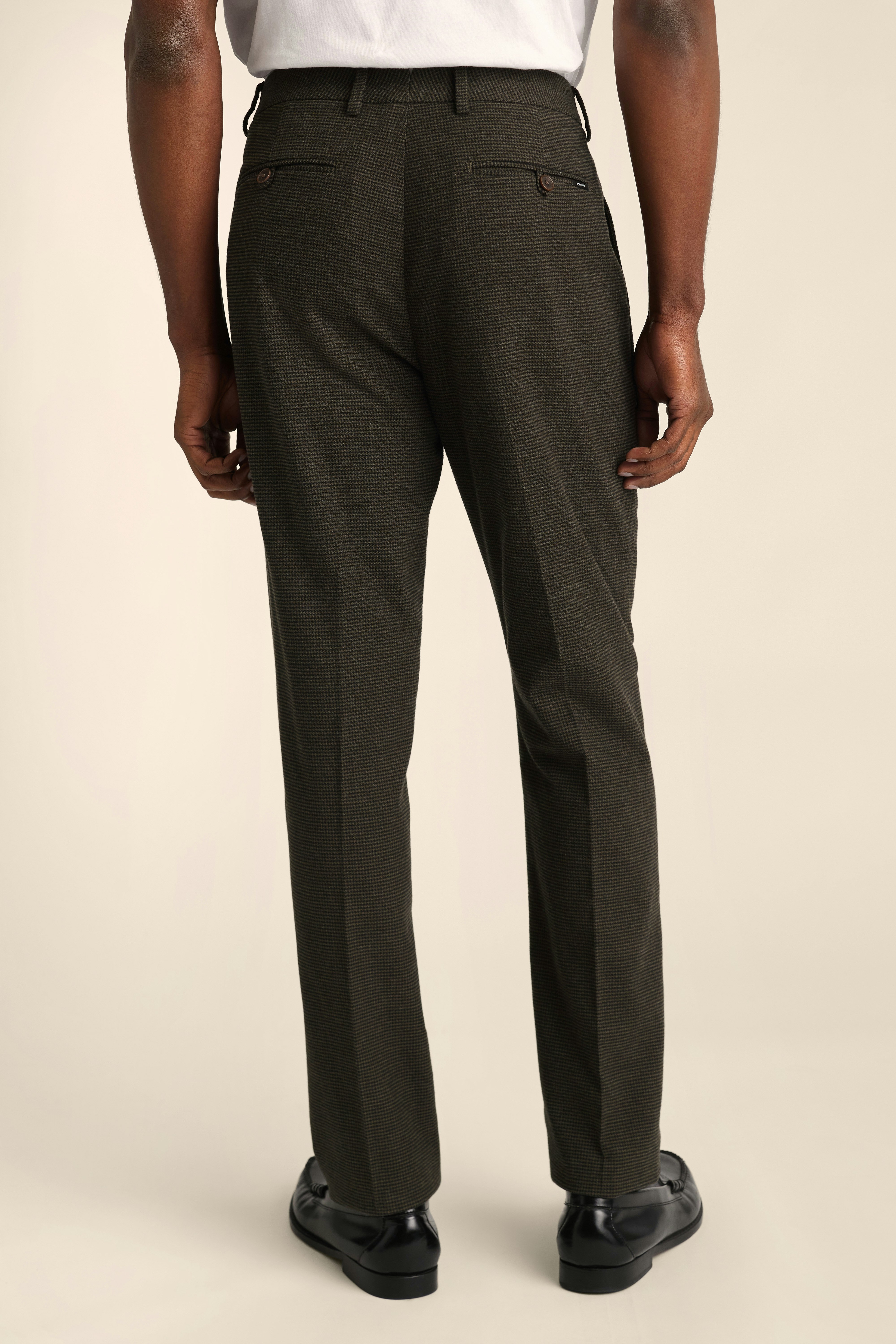 Primo Chino olive green houndstooth