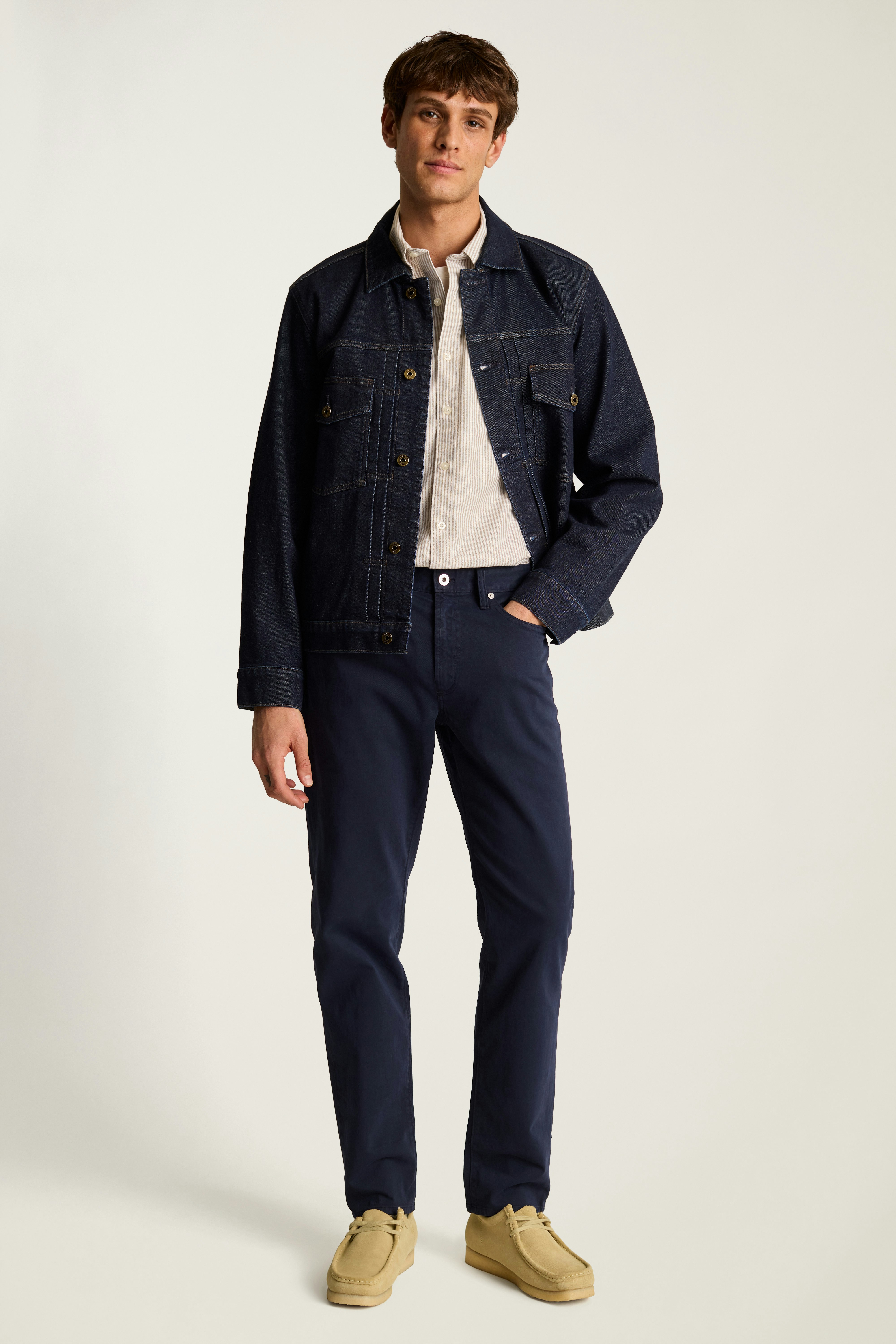 Italian Brushed 5-Pocket Pants dark navy blue