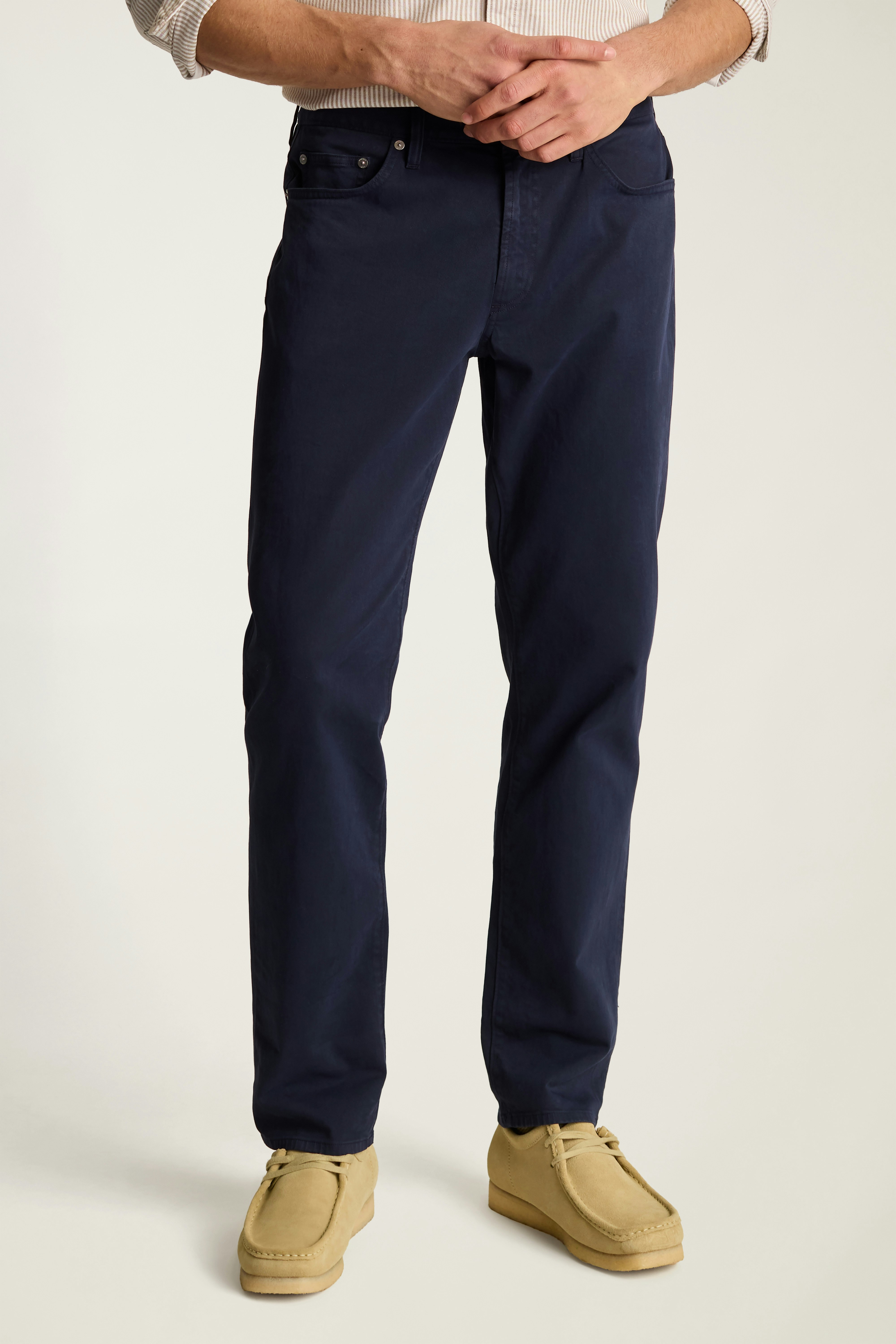 Italian Brushed 5-Pocket Pants dark navy blue