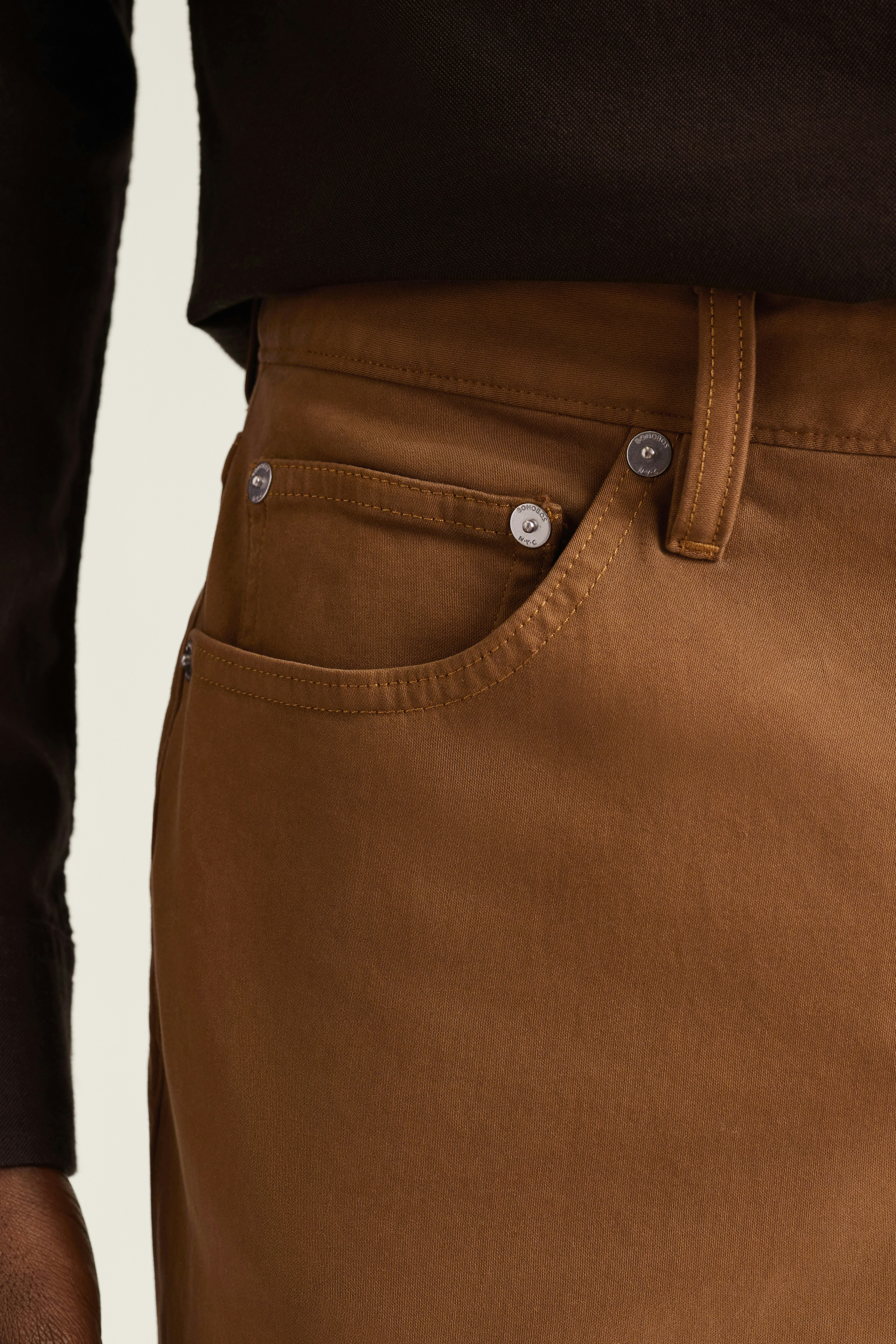 Italian Brushed 5-Pocket Pants rich brown