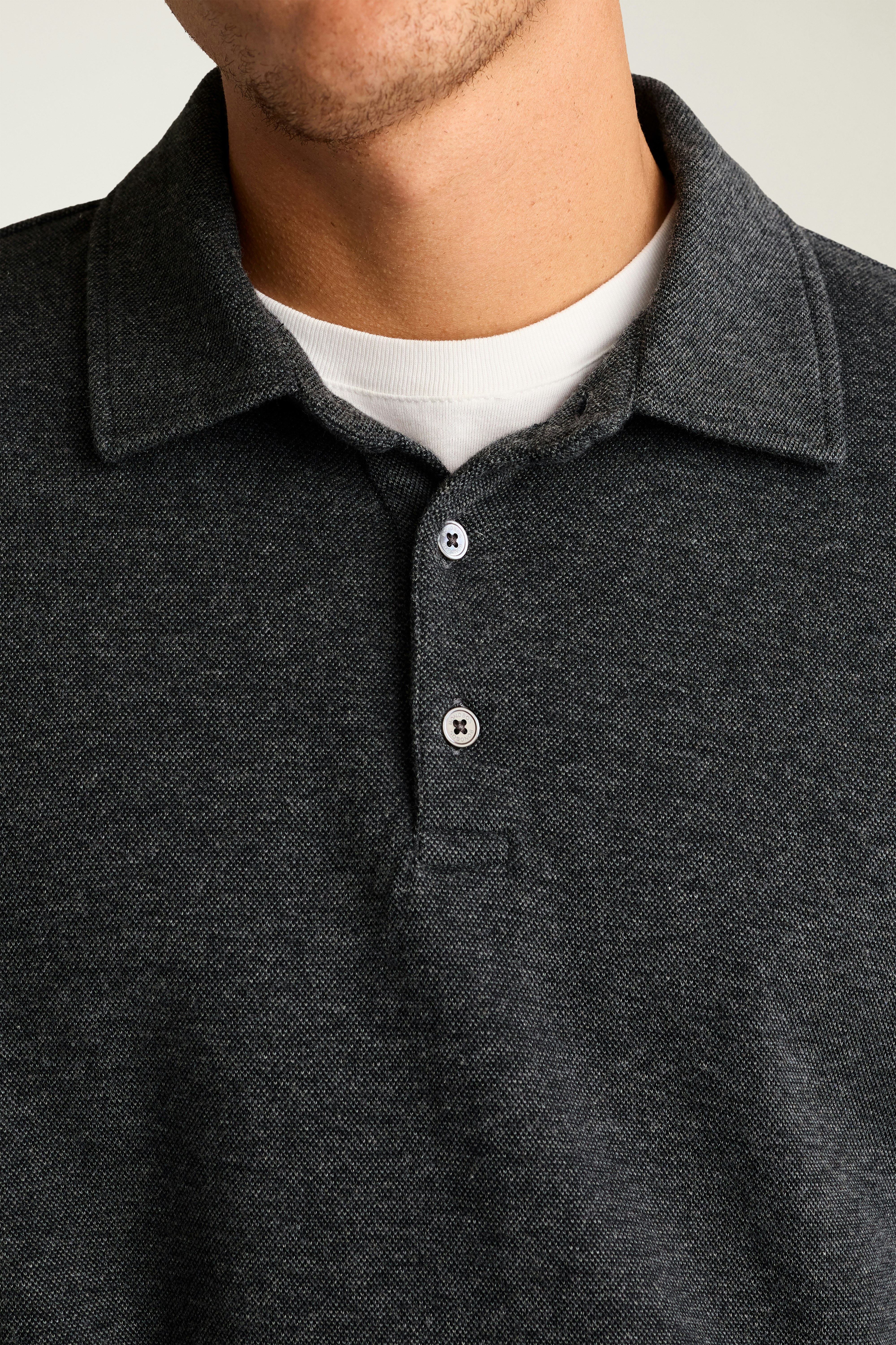 Refined Long Sleeve Polo charcoal