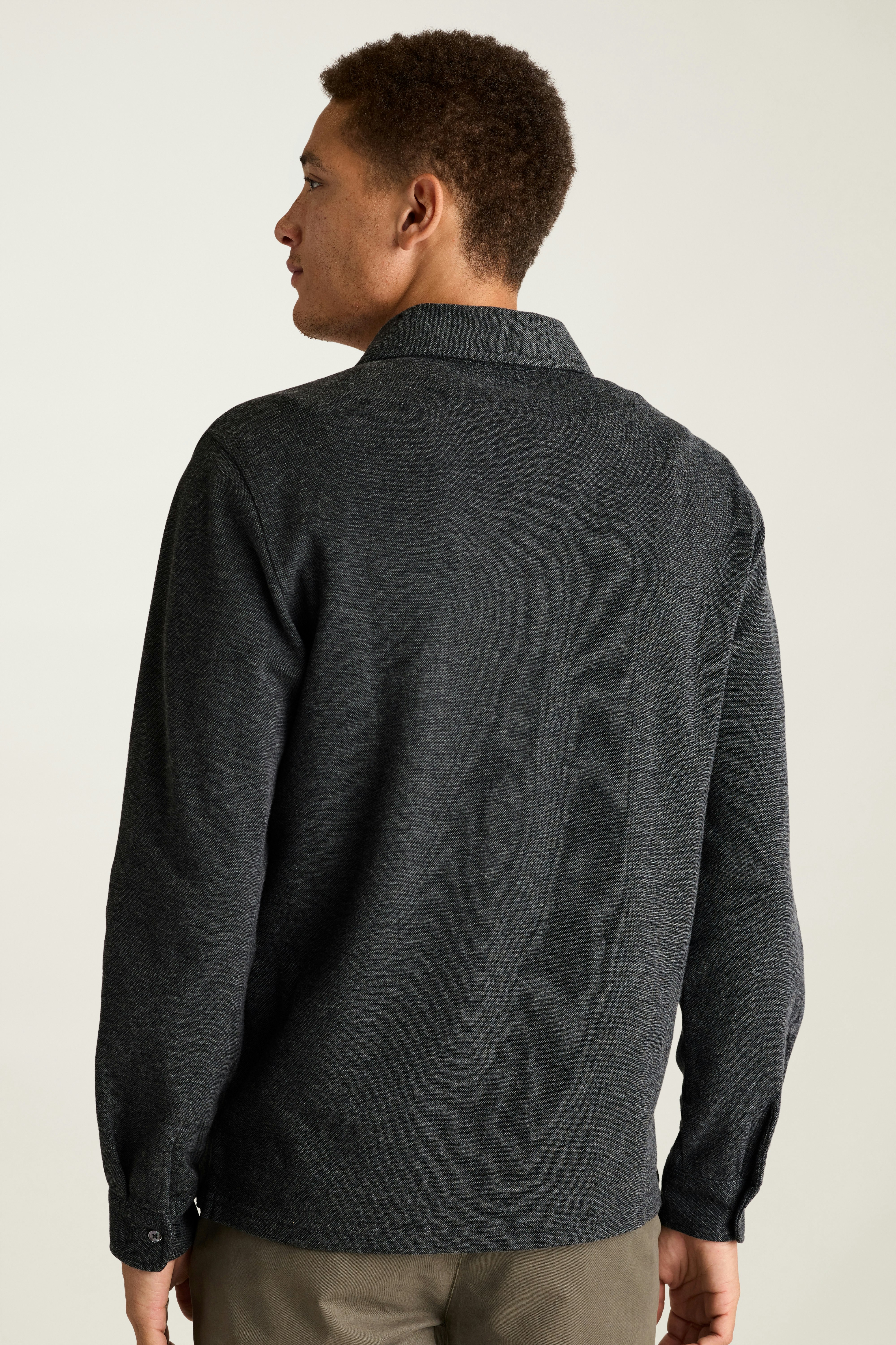 Refined Long Sleeve Polo charcoal