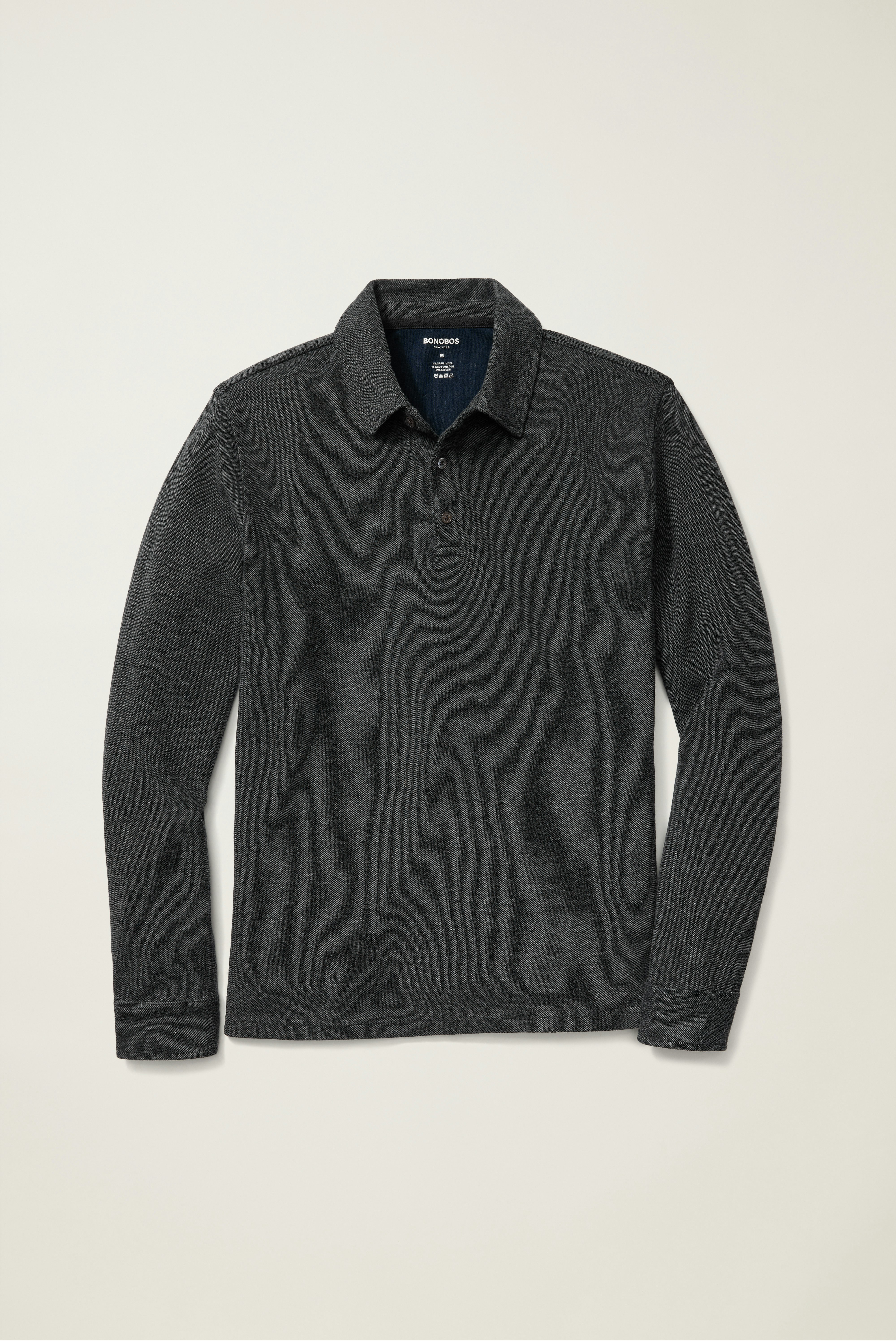 Refined Long Sleeve Polo charcoal