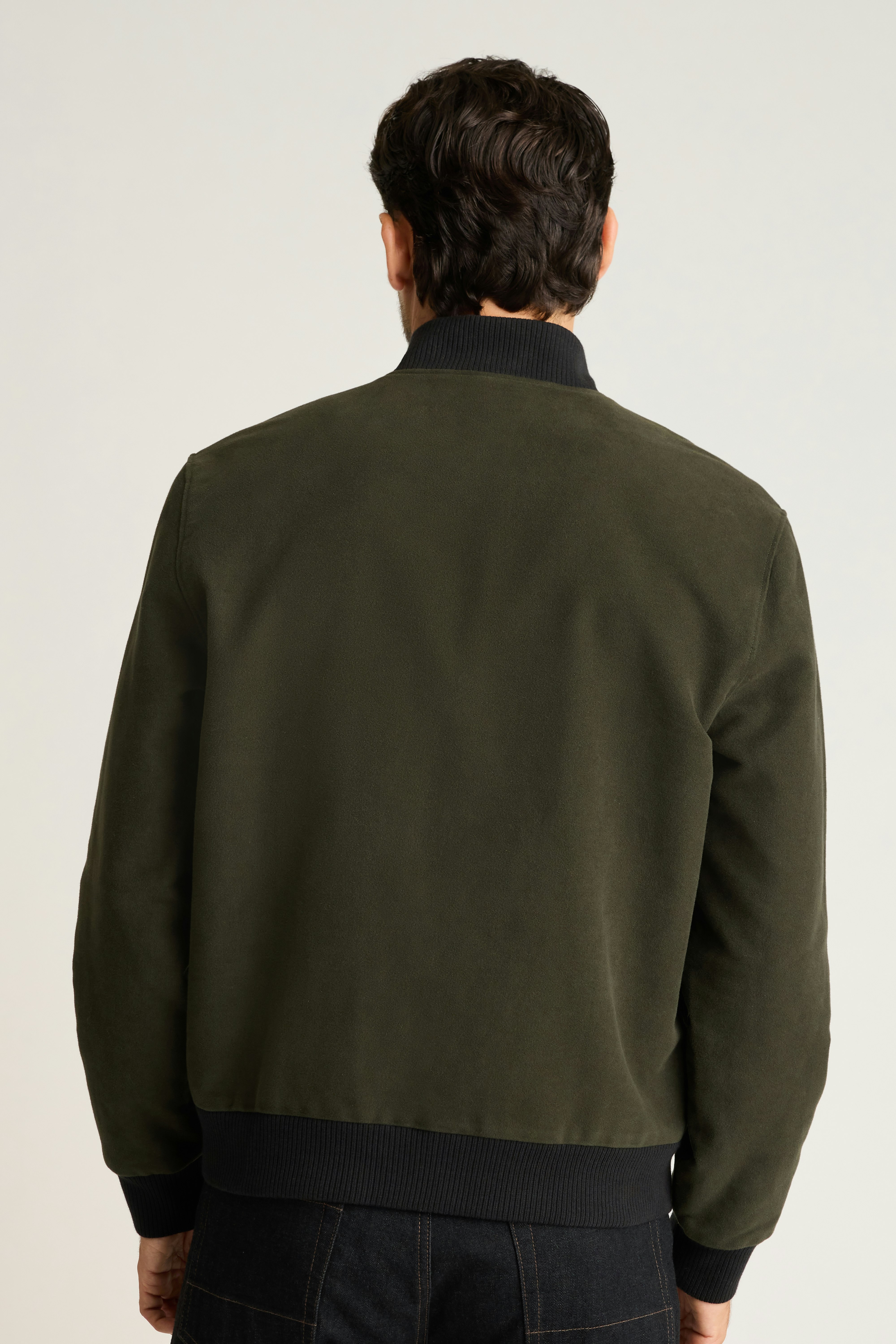 The Italian Moleskin Bomber dark olive green