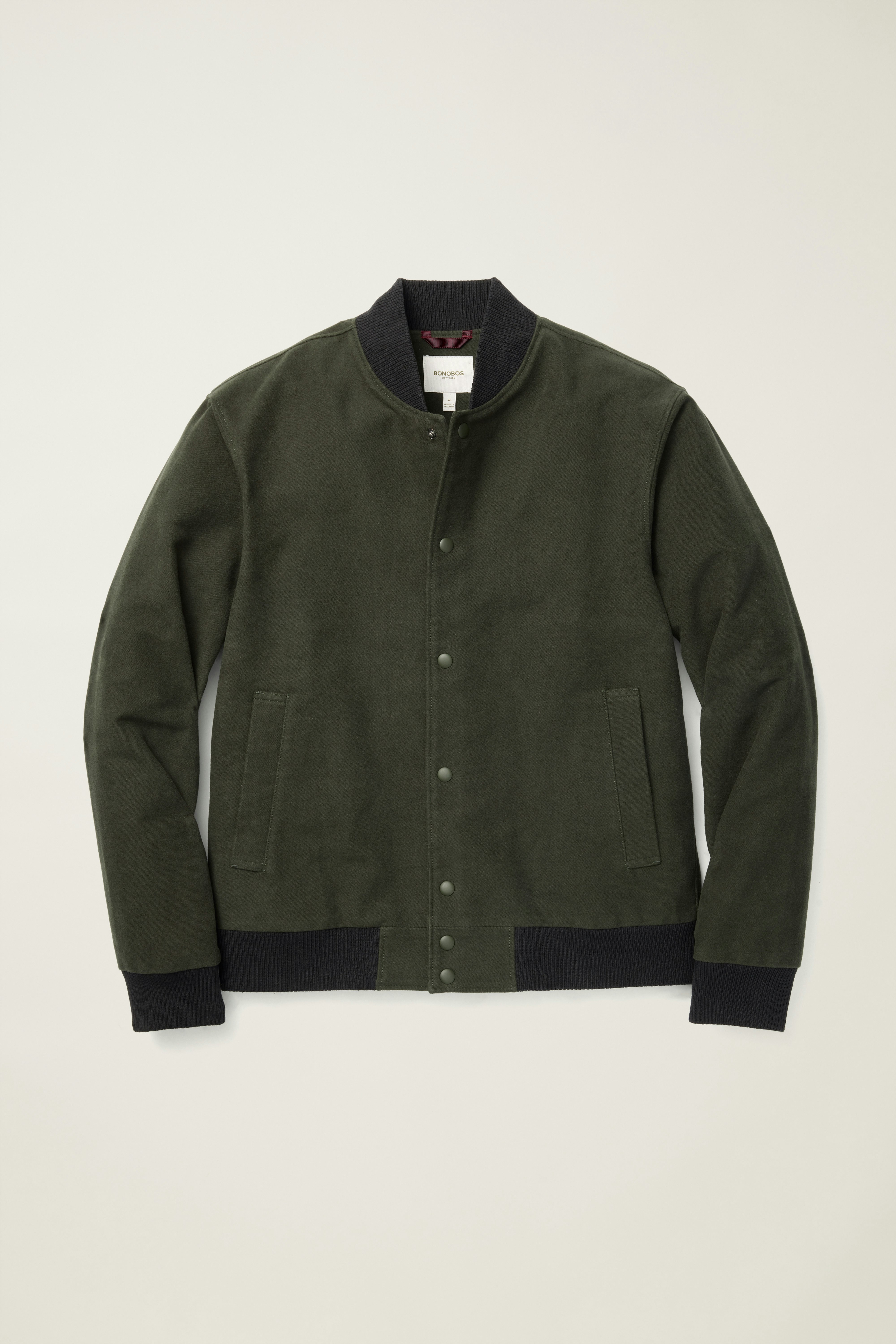 The Italian Moleskin Bomber dark olive green