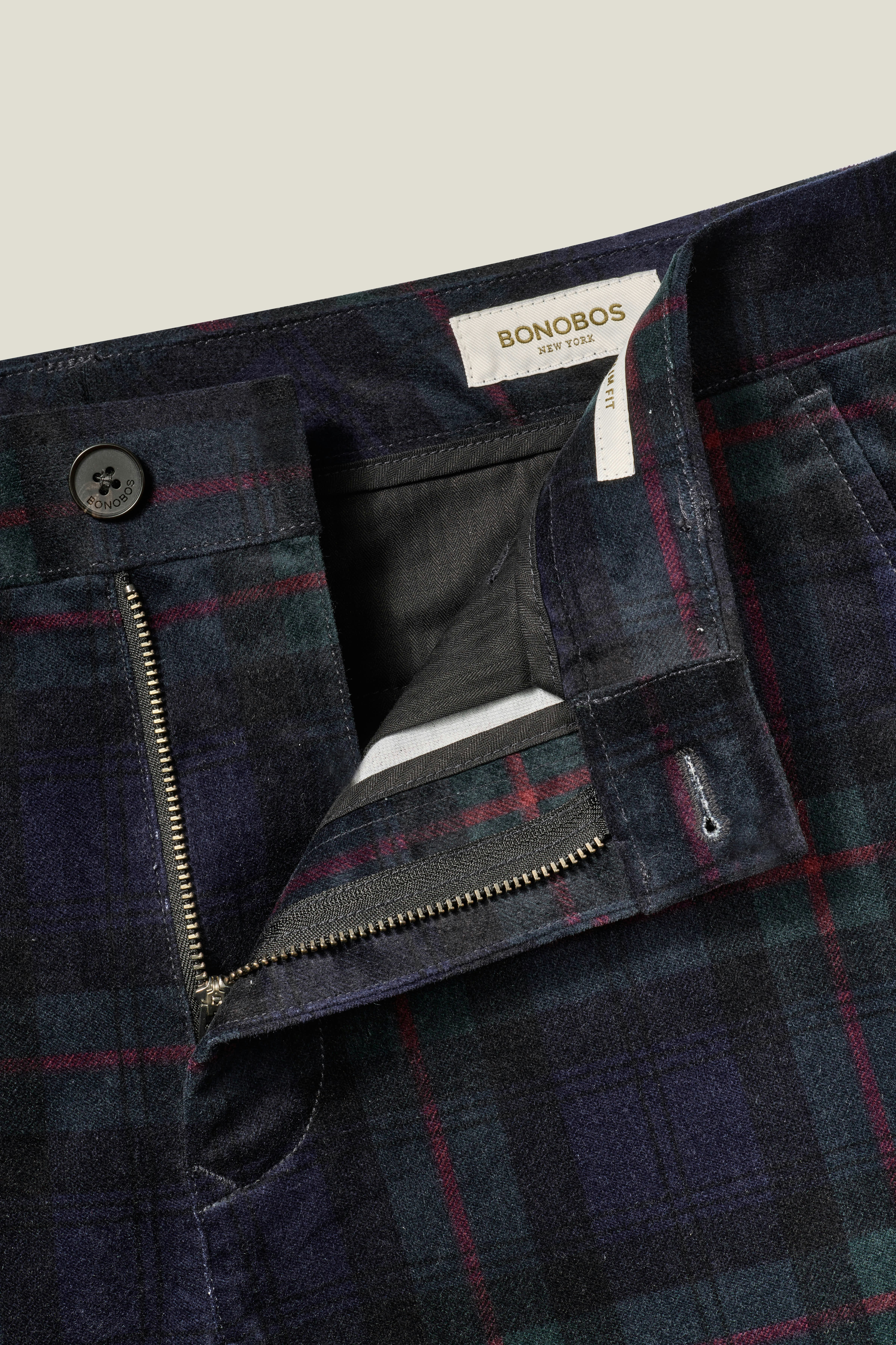Reveler Chino holiday plaid velvet