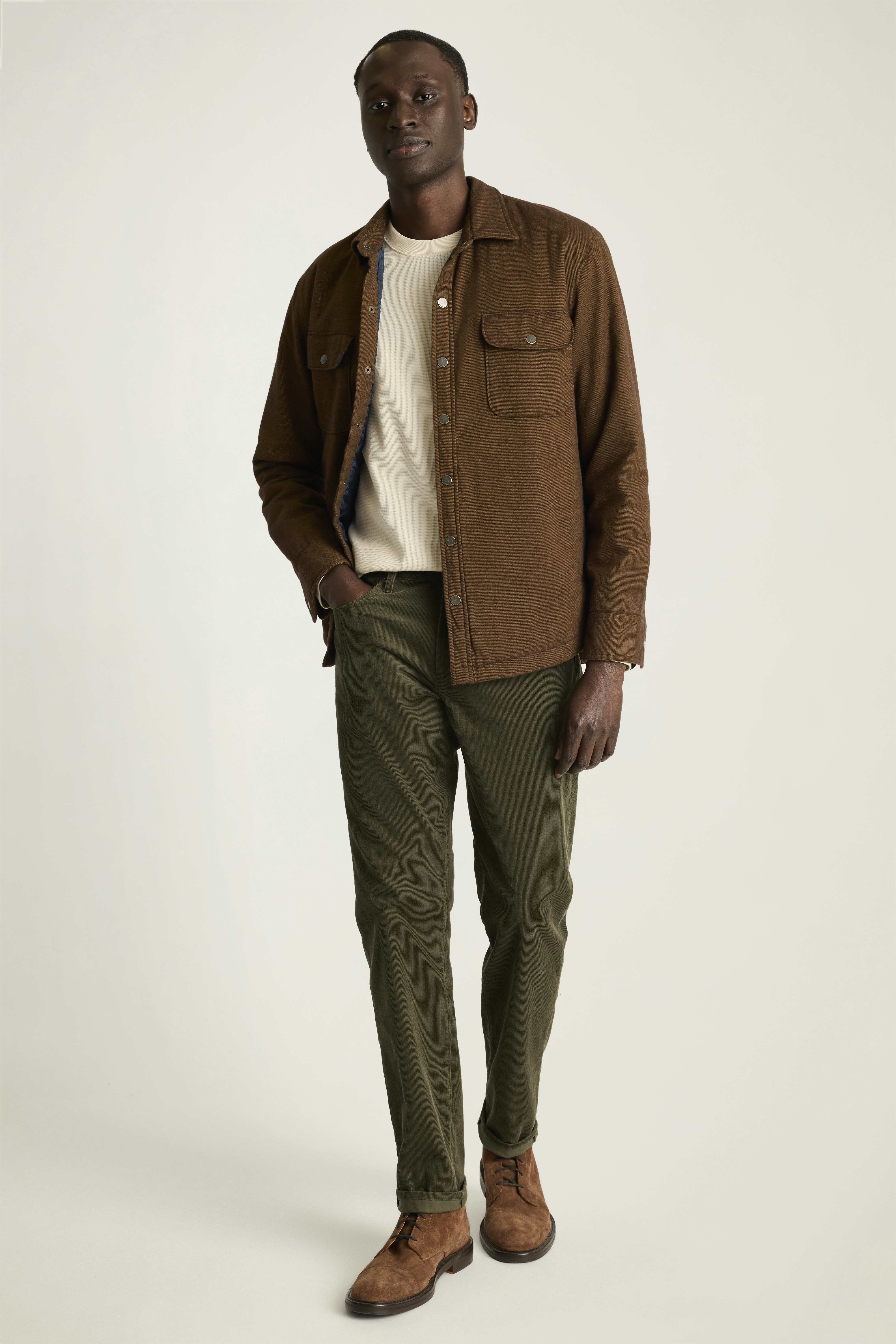 Corduroy 5-Pocket Pants dark olive green