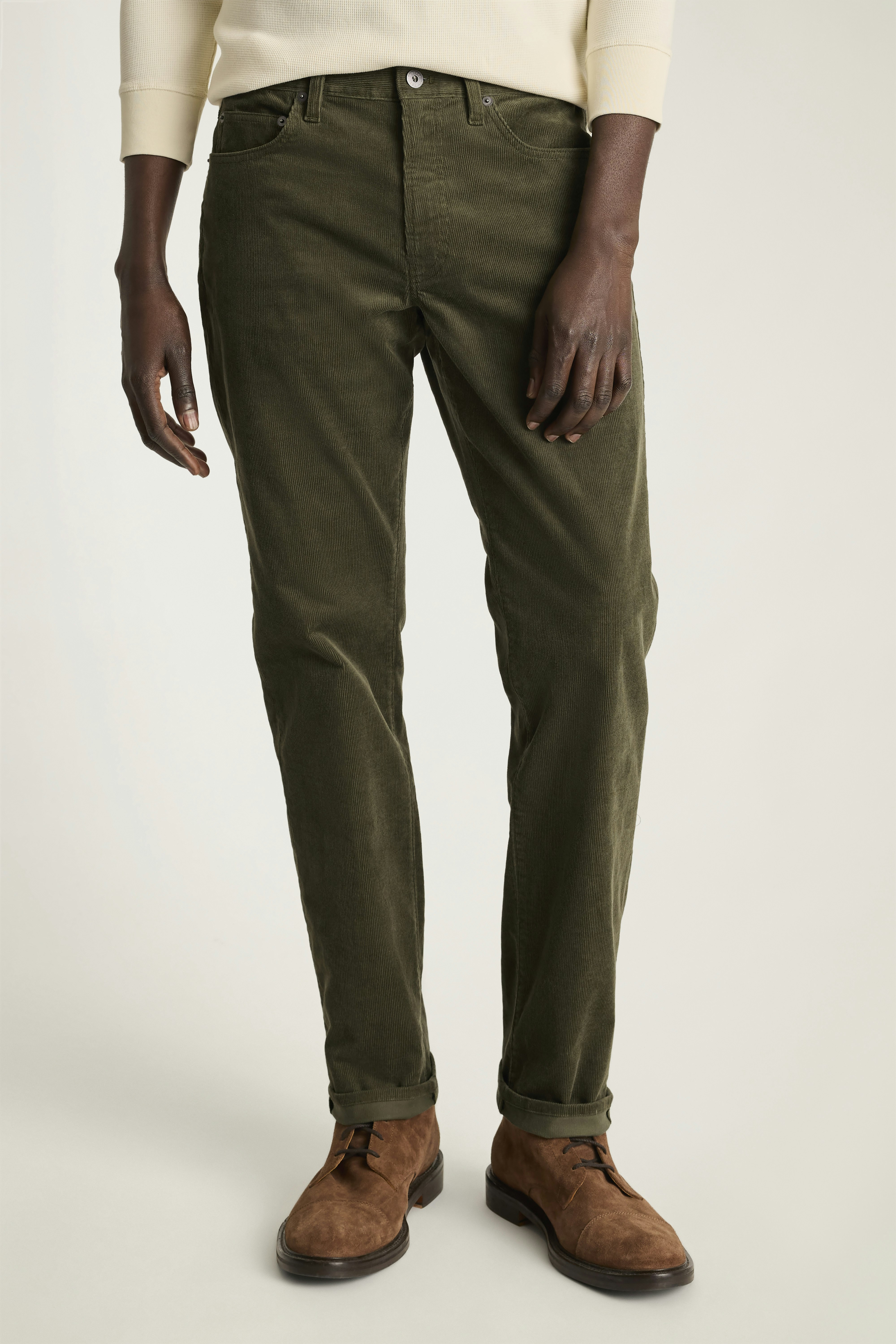 Corduroy 5-Pocket Pants dark olive green