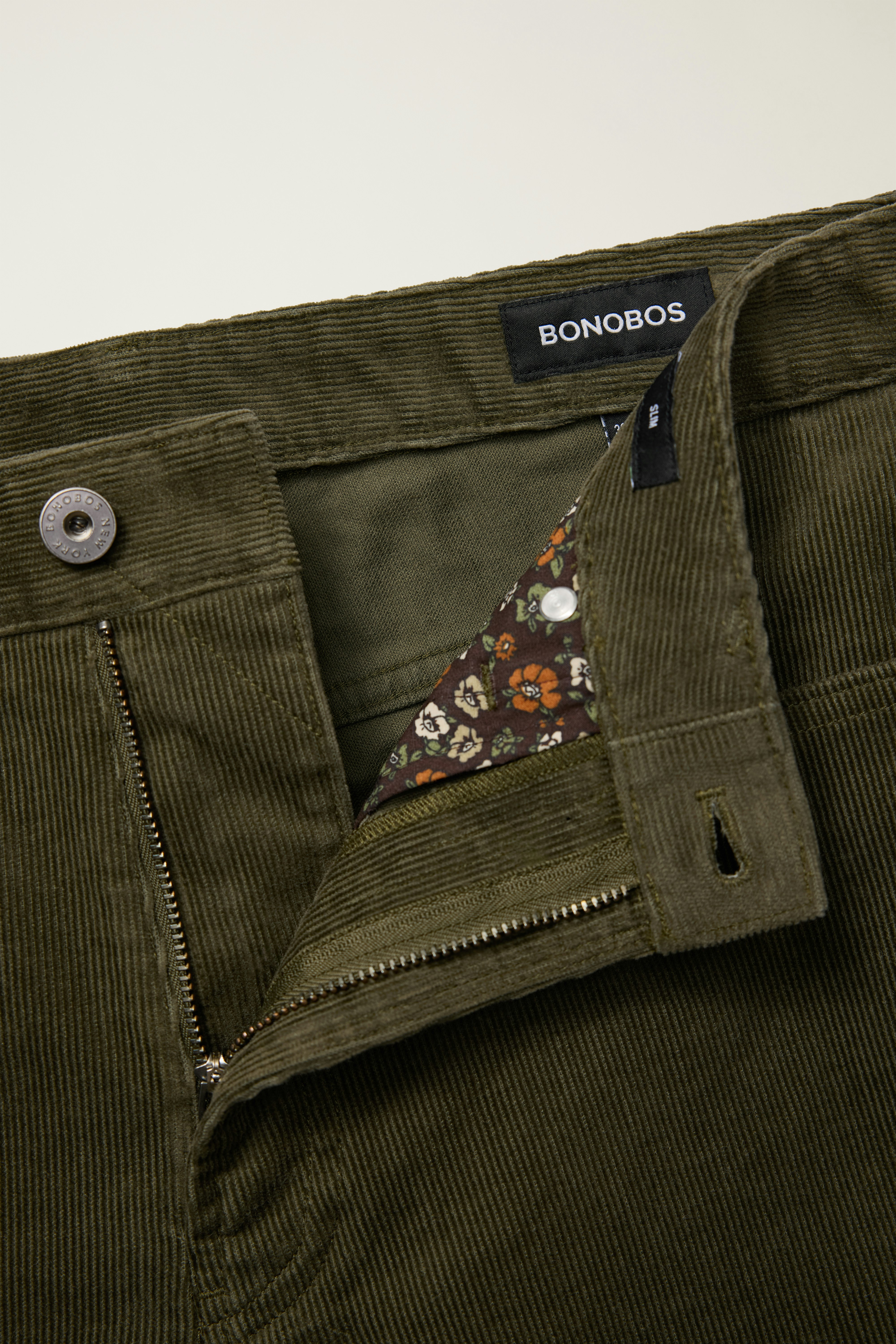 Corduroy 5-Pocket Pants dark olive green