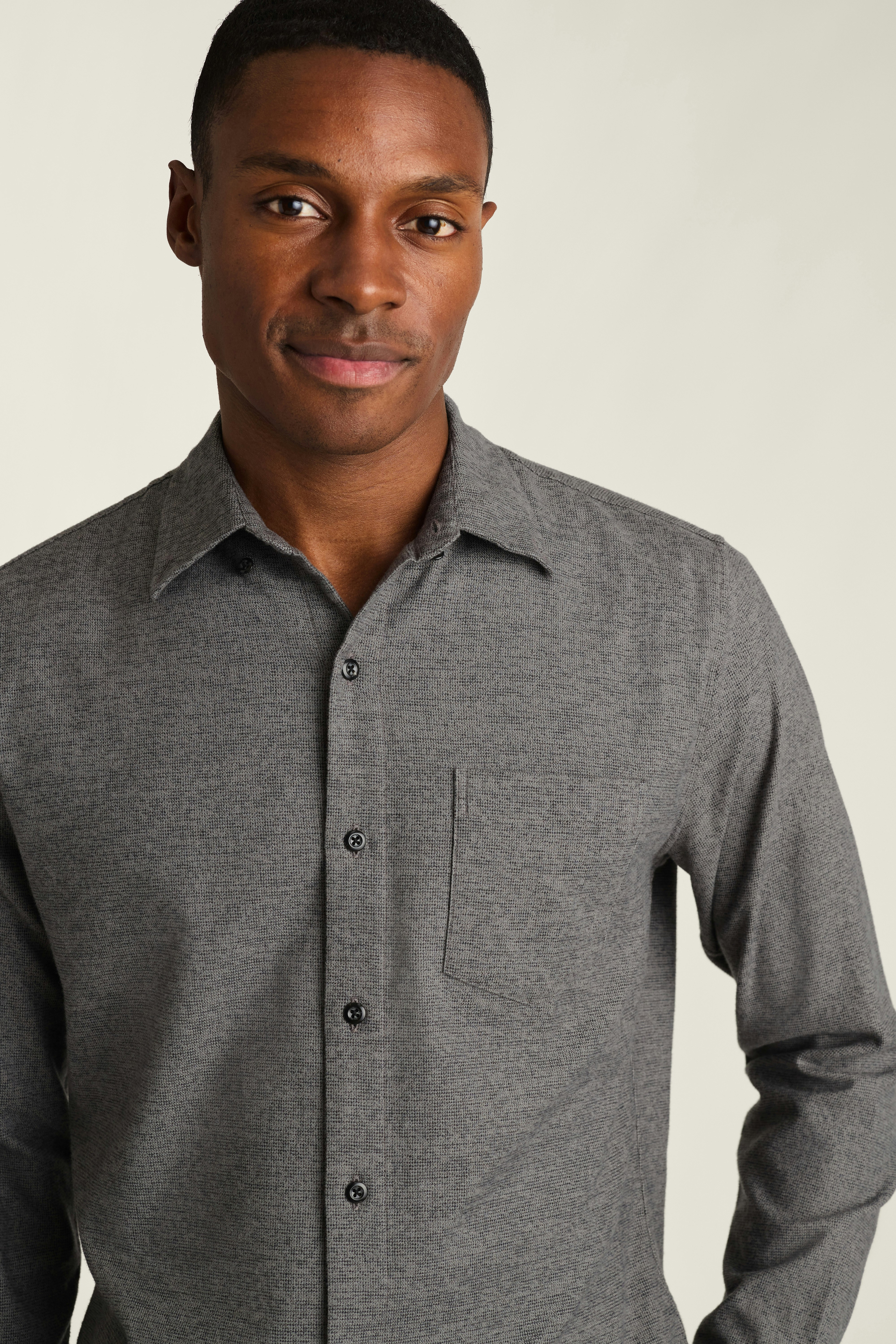 Everyday Lightweight Flannel Shirt dark grey dobby houndstooth