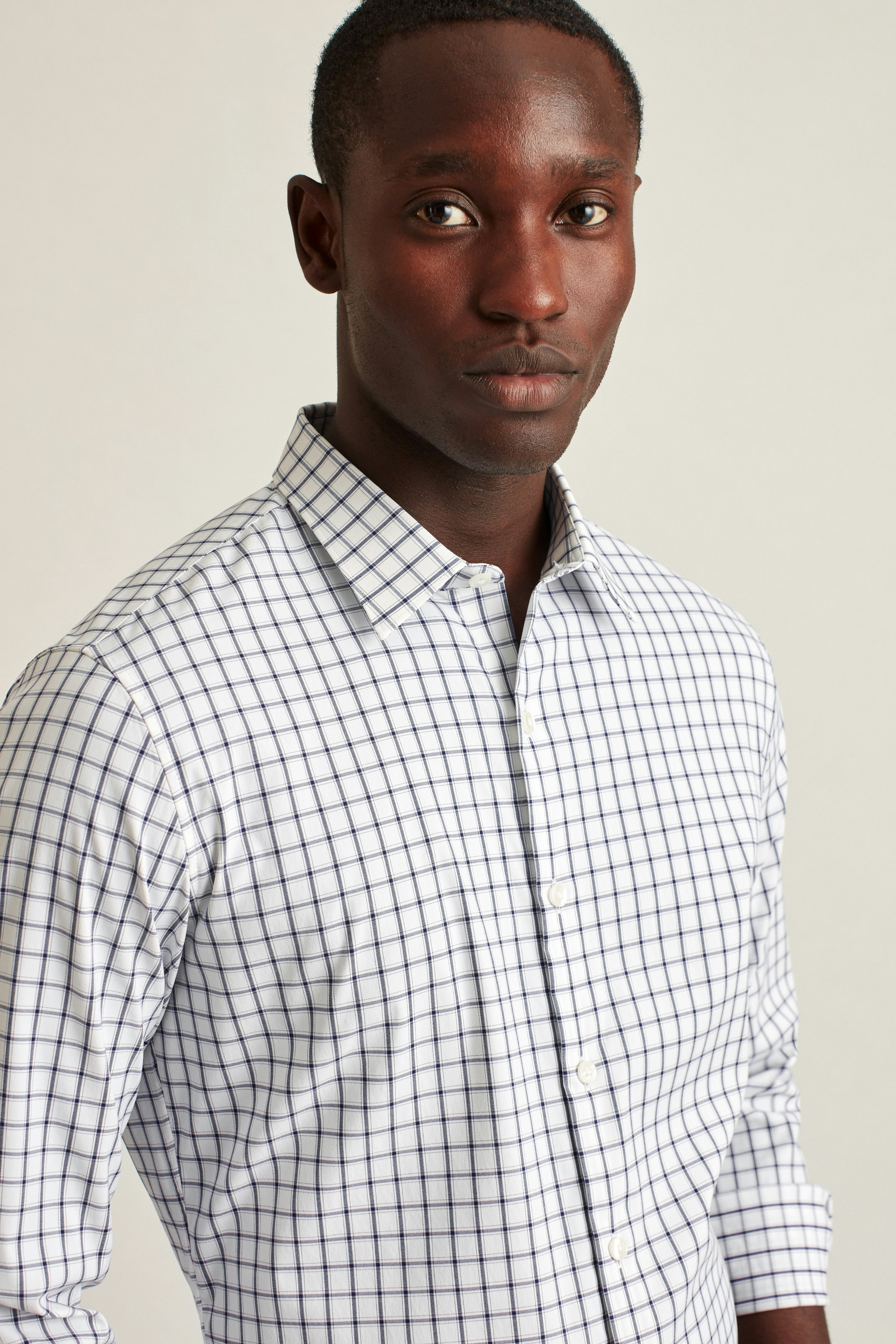 Tech Button Down Shirt dark blue horden check