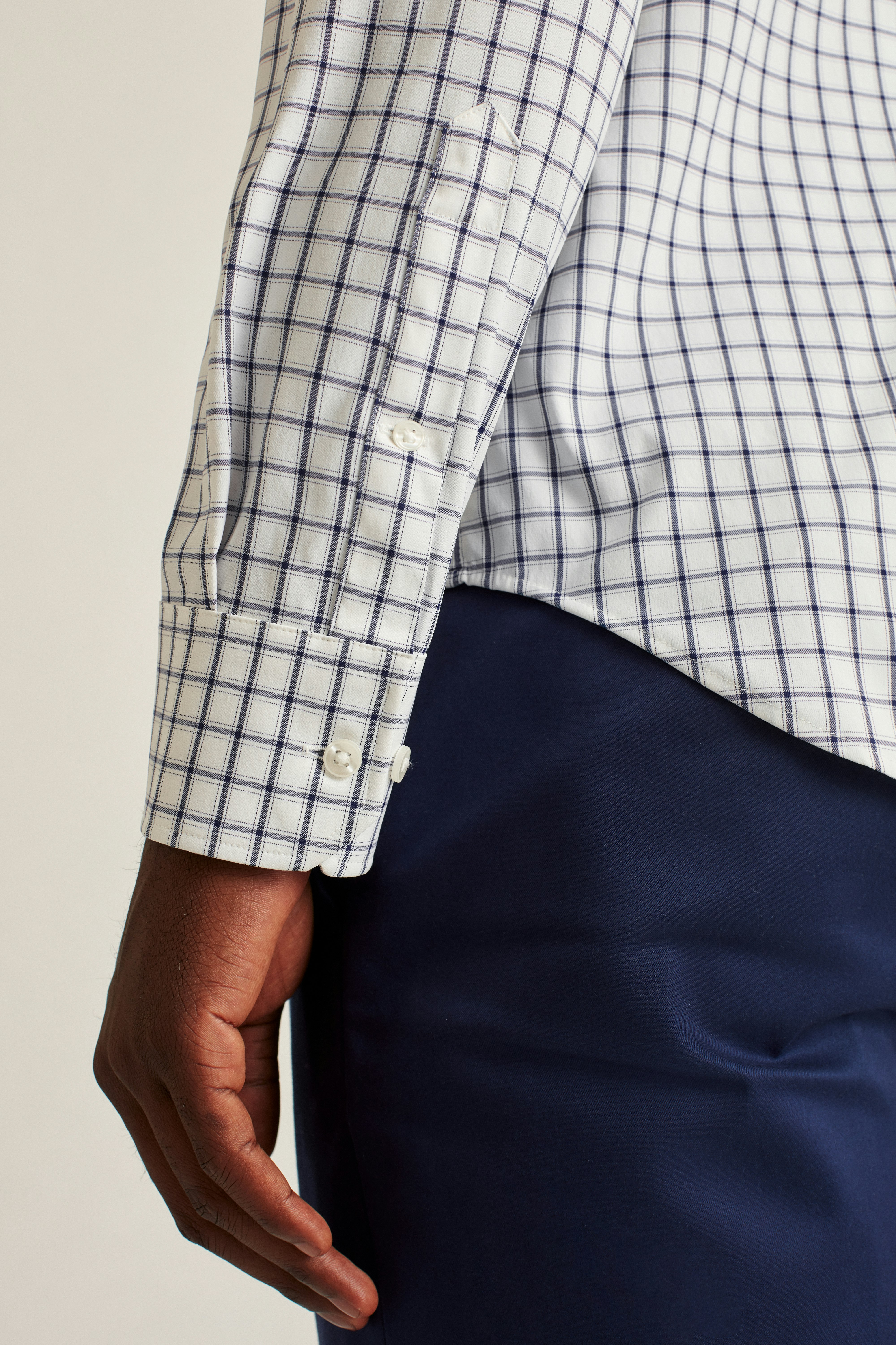 Tech Button Down Shirt dark blue horden check