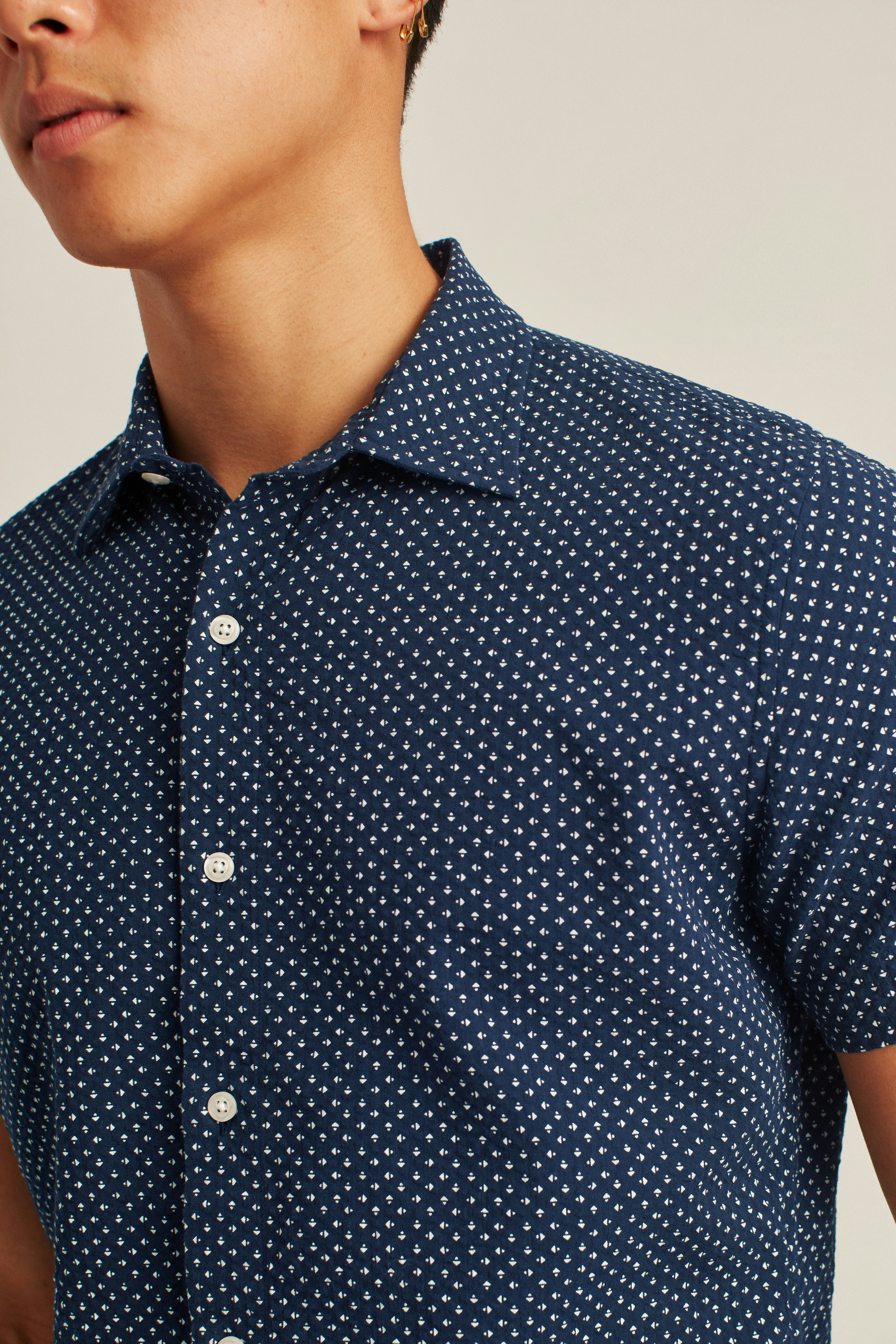 Riviera Short Sleeve Shirt navy beckbury geo