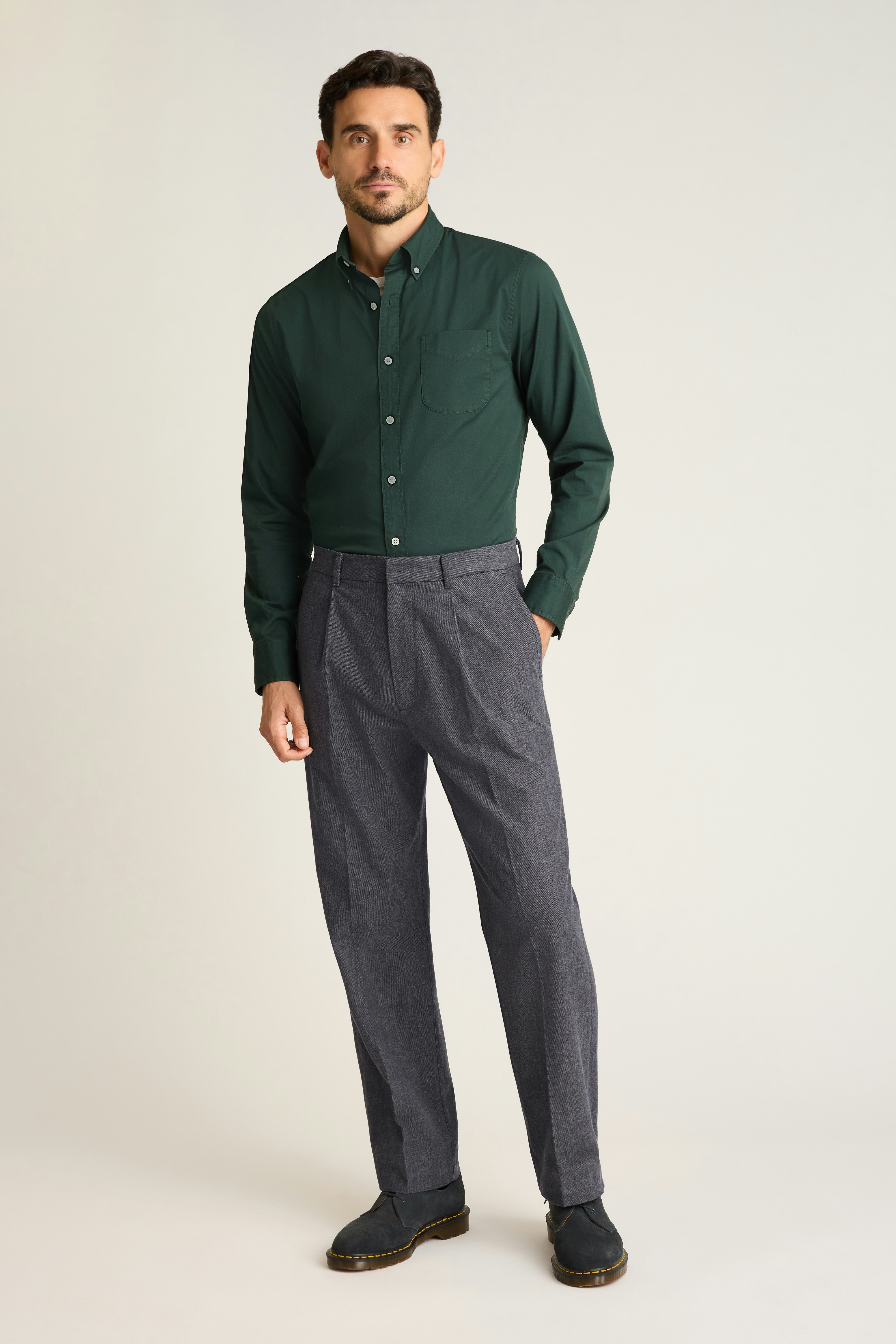 Everyday Shirt forest green herringbone