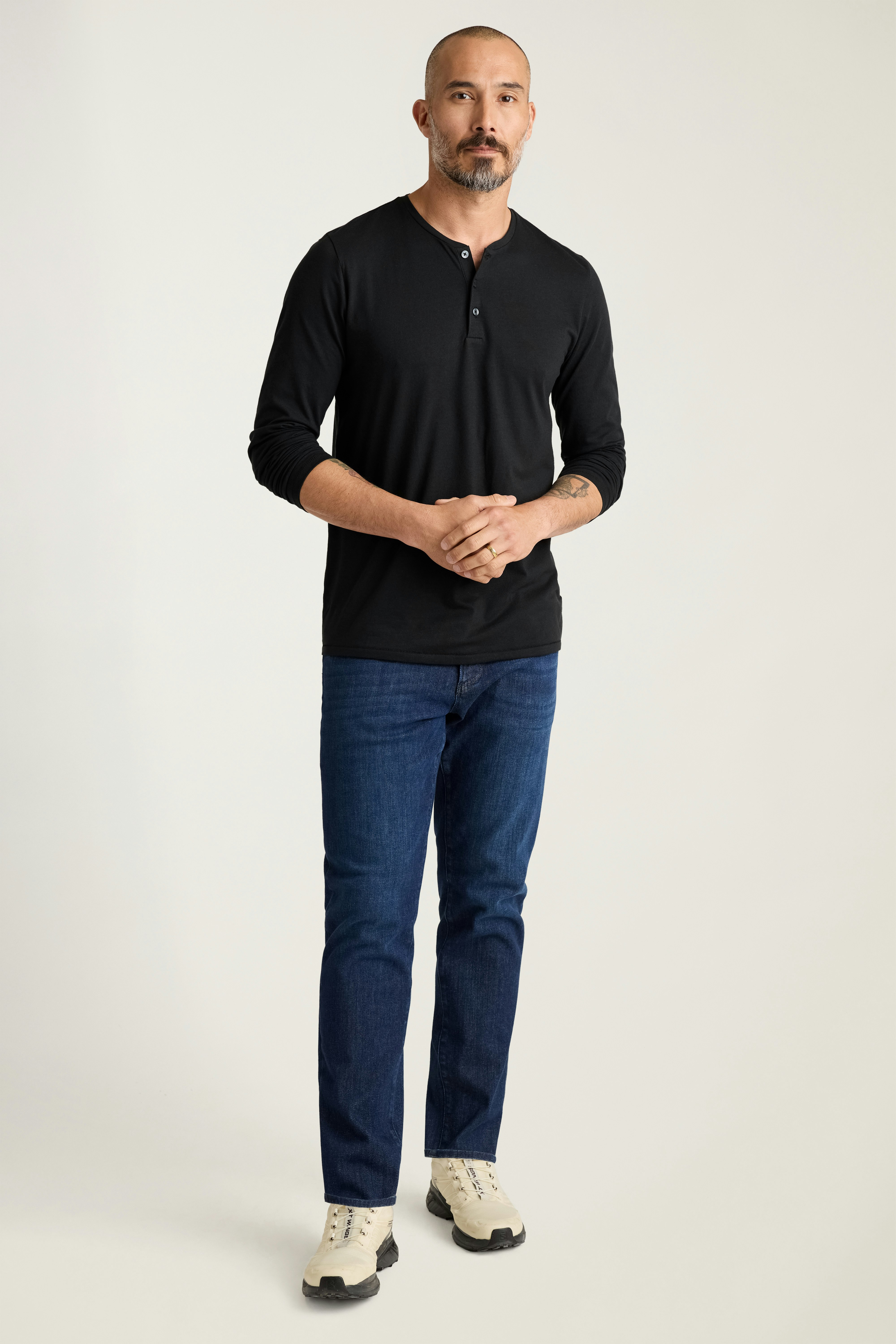 Pima Performance Long Sleeve Henley jet black
