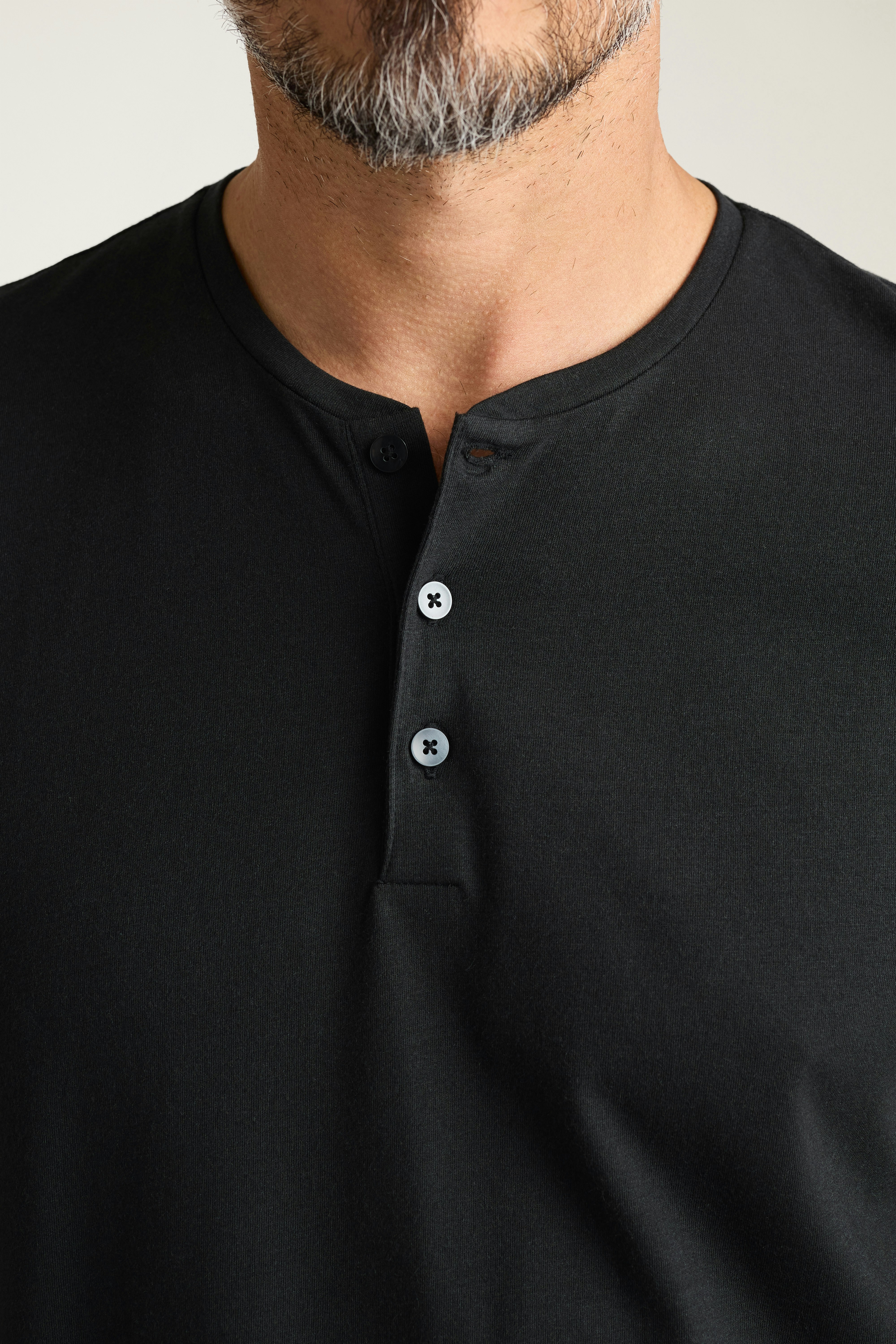 Pima Performance Long Sleeve Henley jet black
