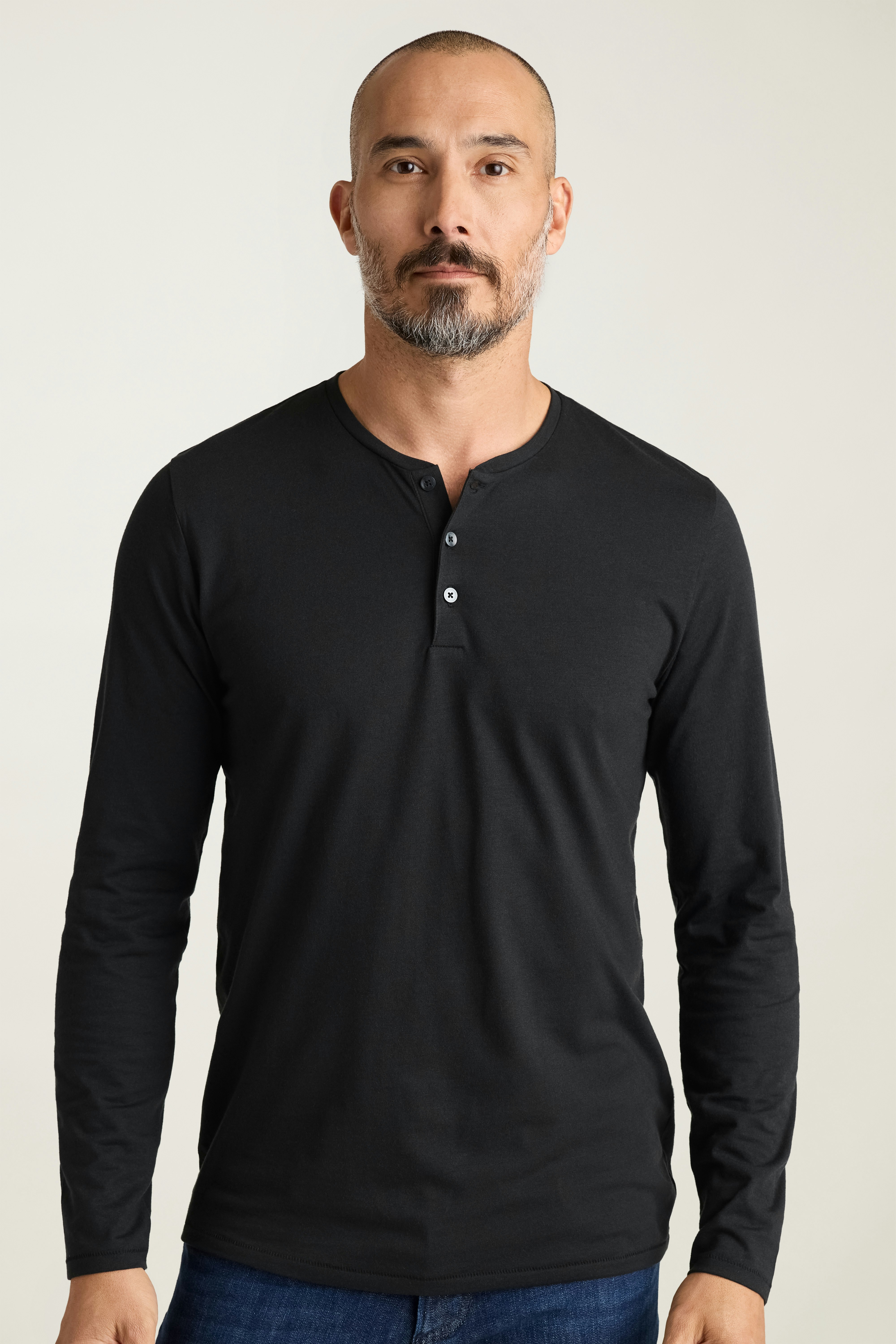 Pima Performance Long Sleeve Henley jet black