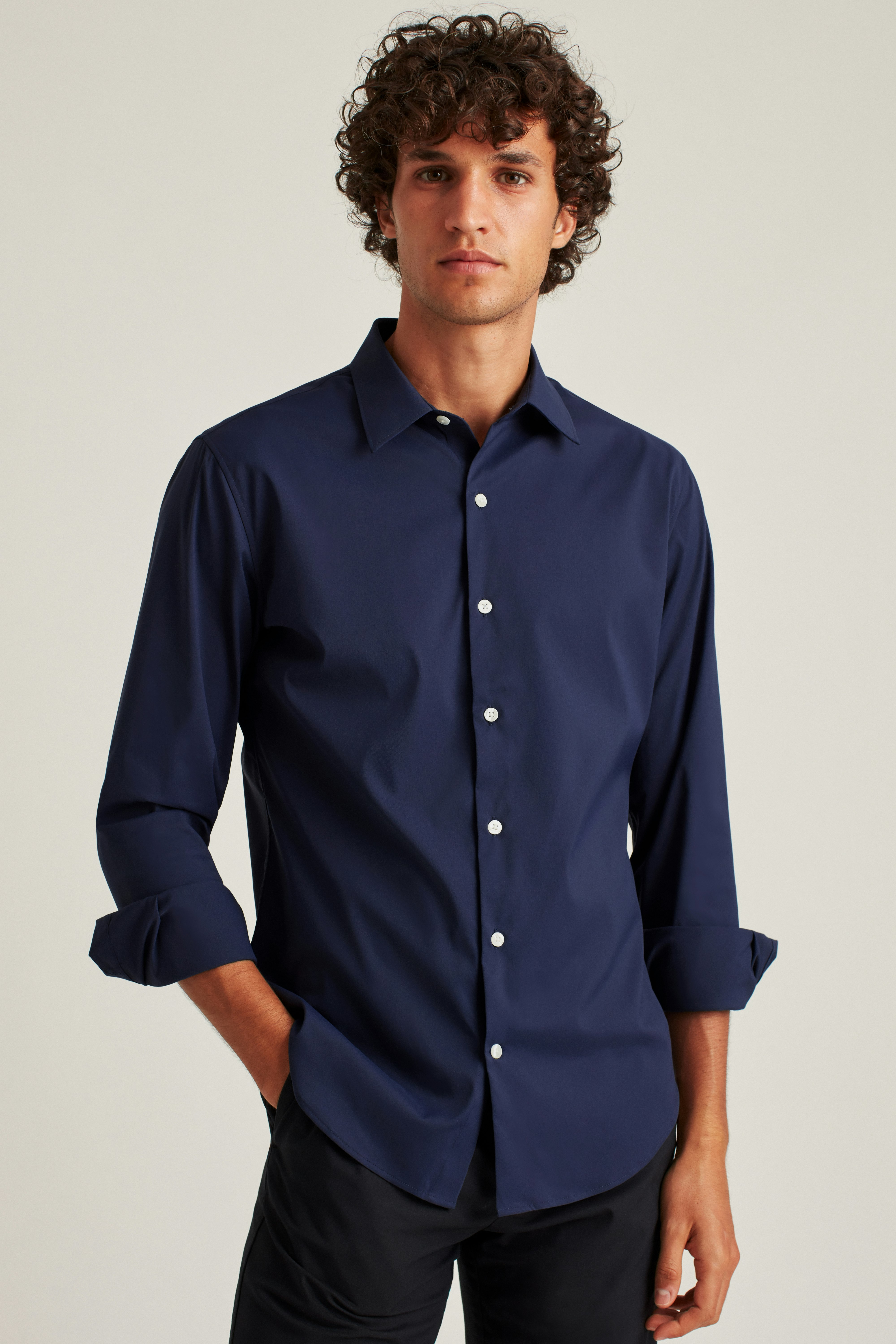 Tech Button Down Shirt navy