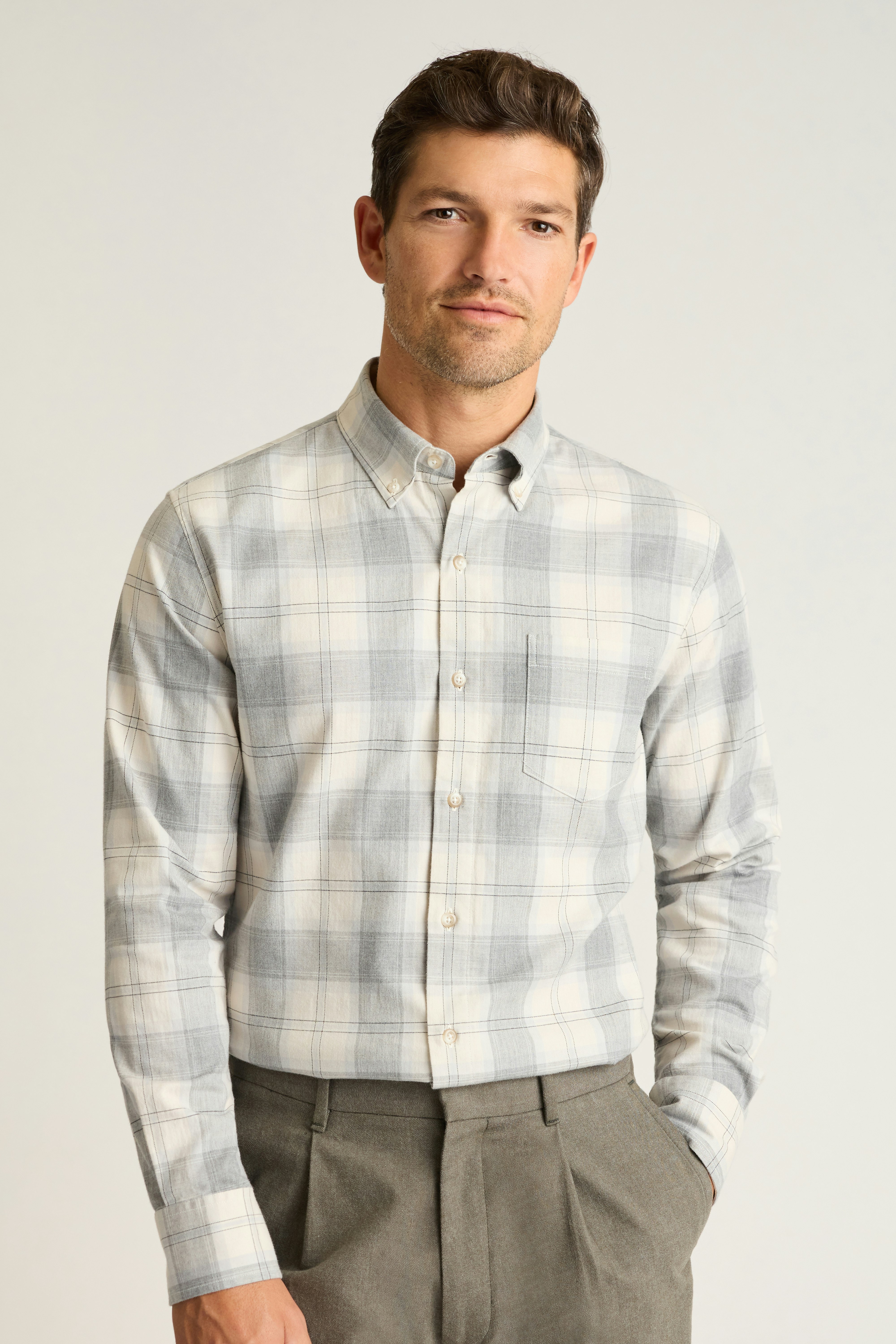 Everyday Lightweight Flannel Shirt ice grey plaid