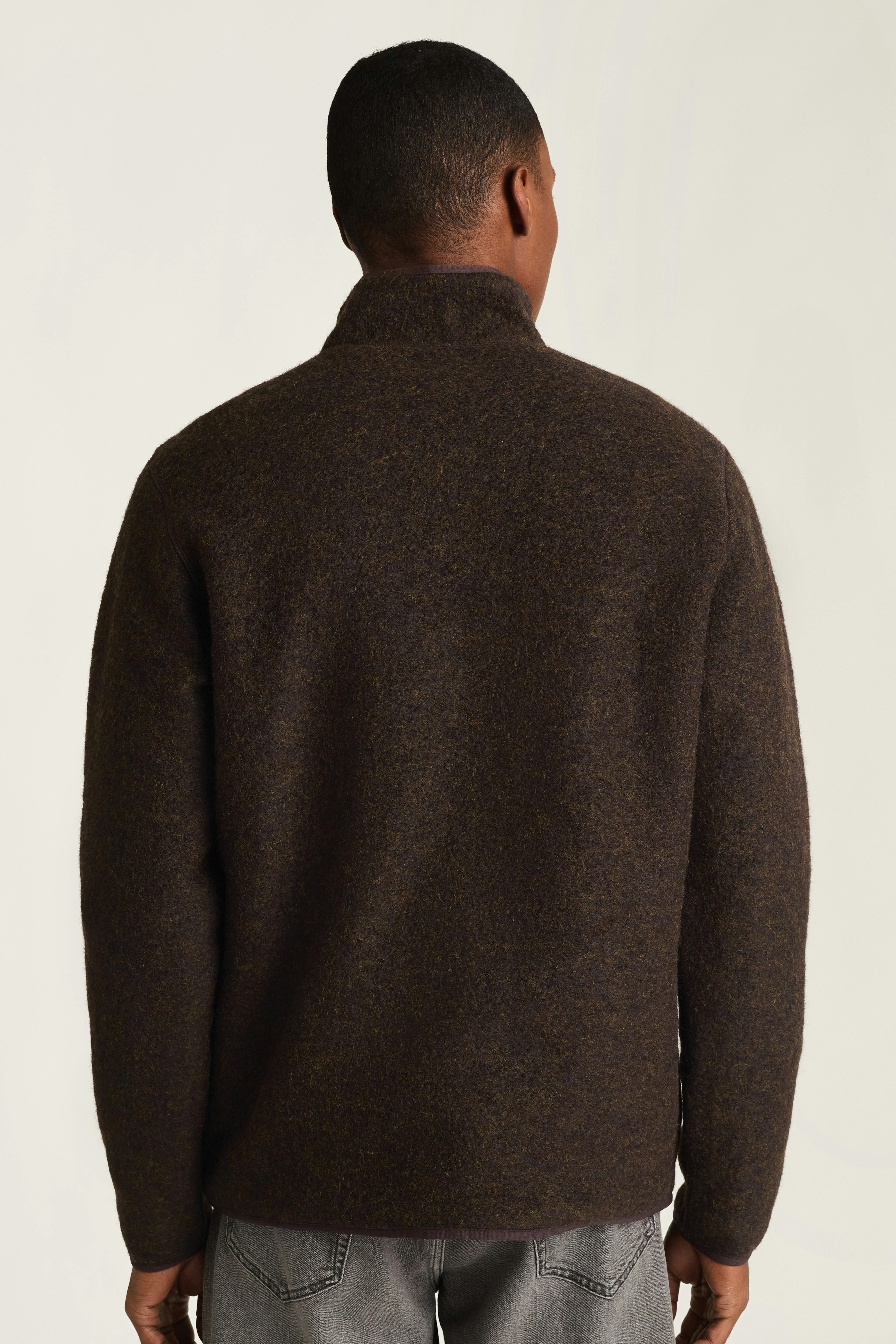 Italian Wool Fleece Quarter Zip rich brown