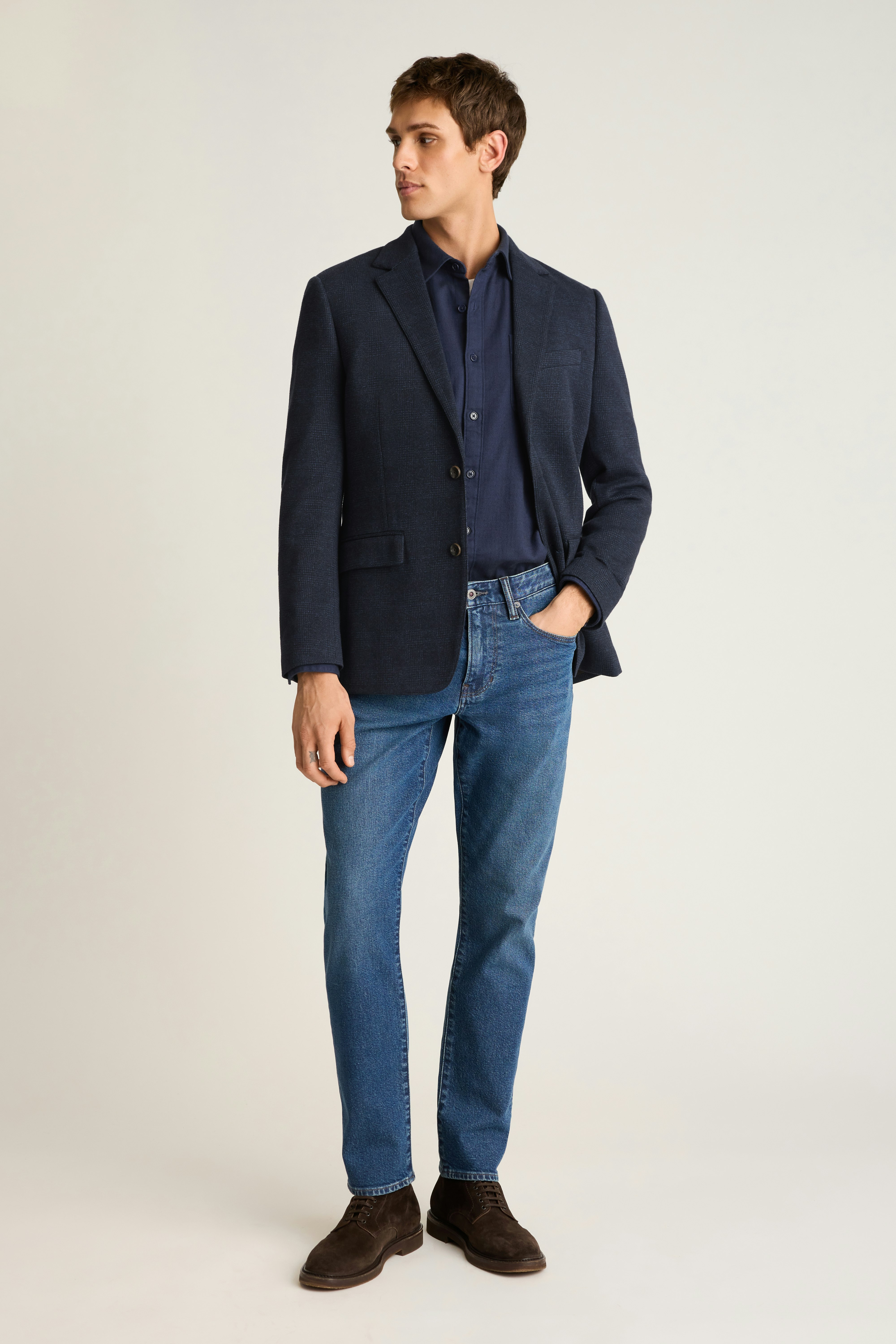 Jetsetter Knit Blazer navy blue glen check