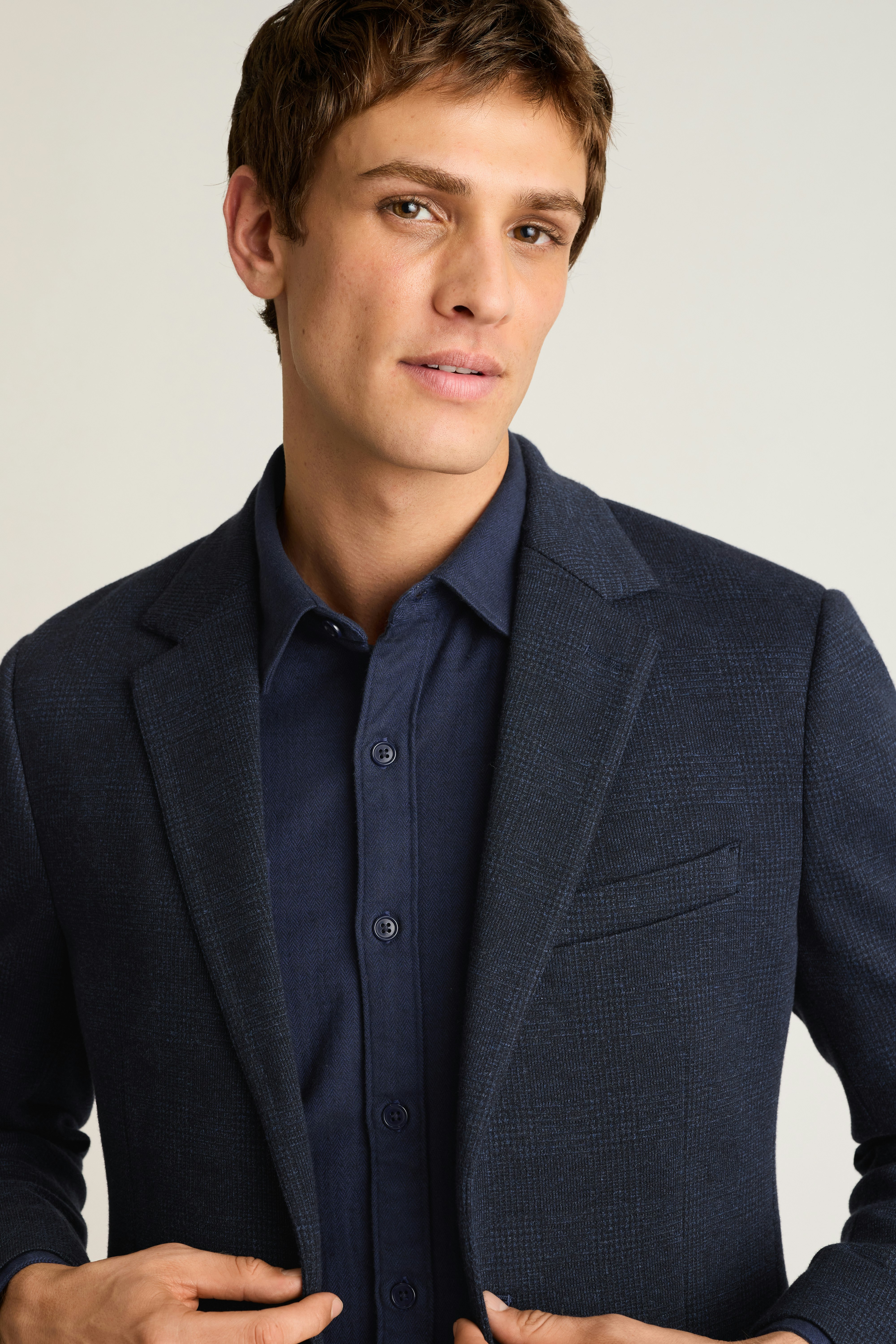 Jetsetter Knit Blazer navy blue glen check