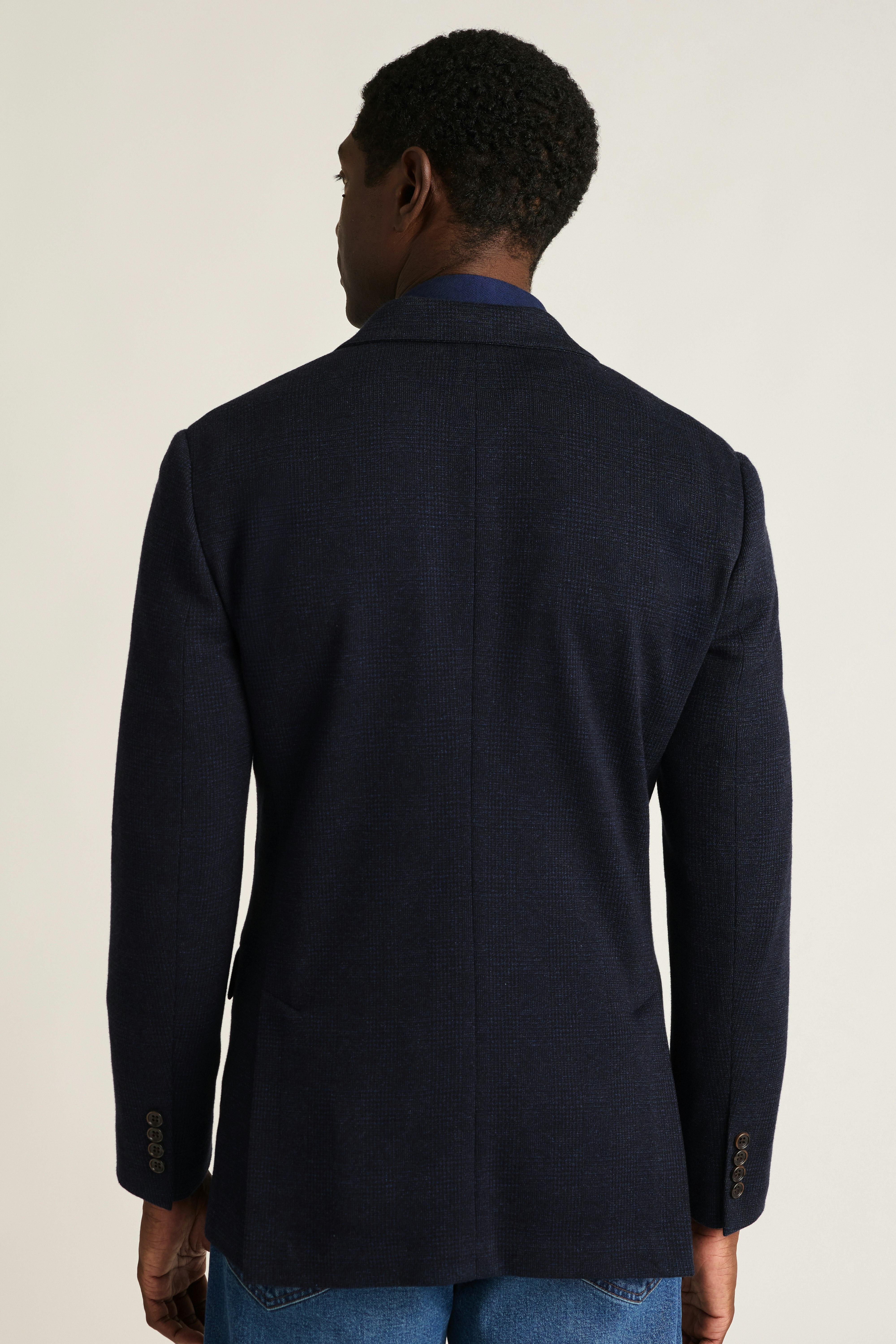 Jetsetter Knit Blazer navy blue glen check