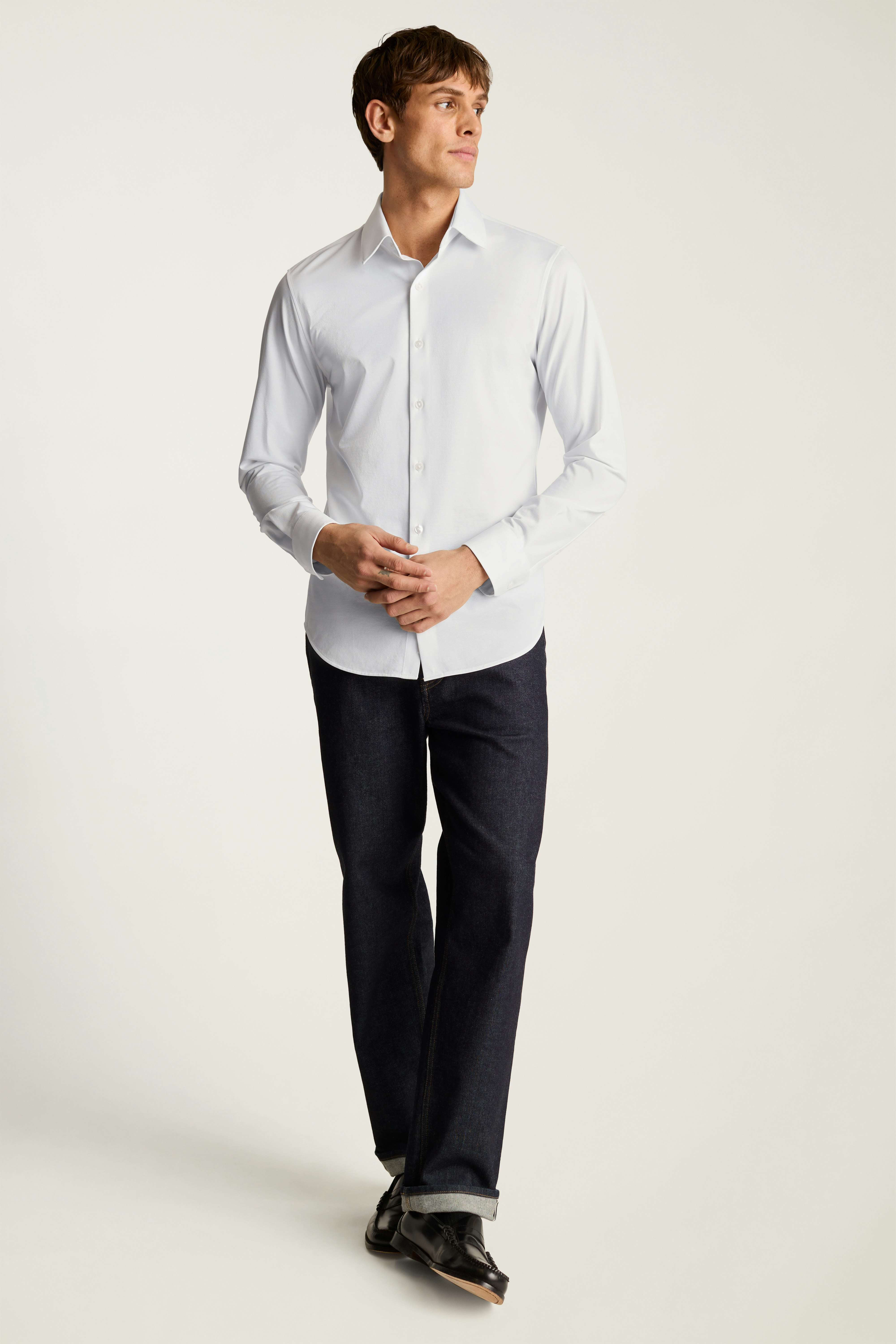 Tech Pique Button Down Shirt white texture