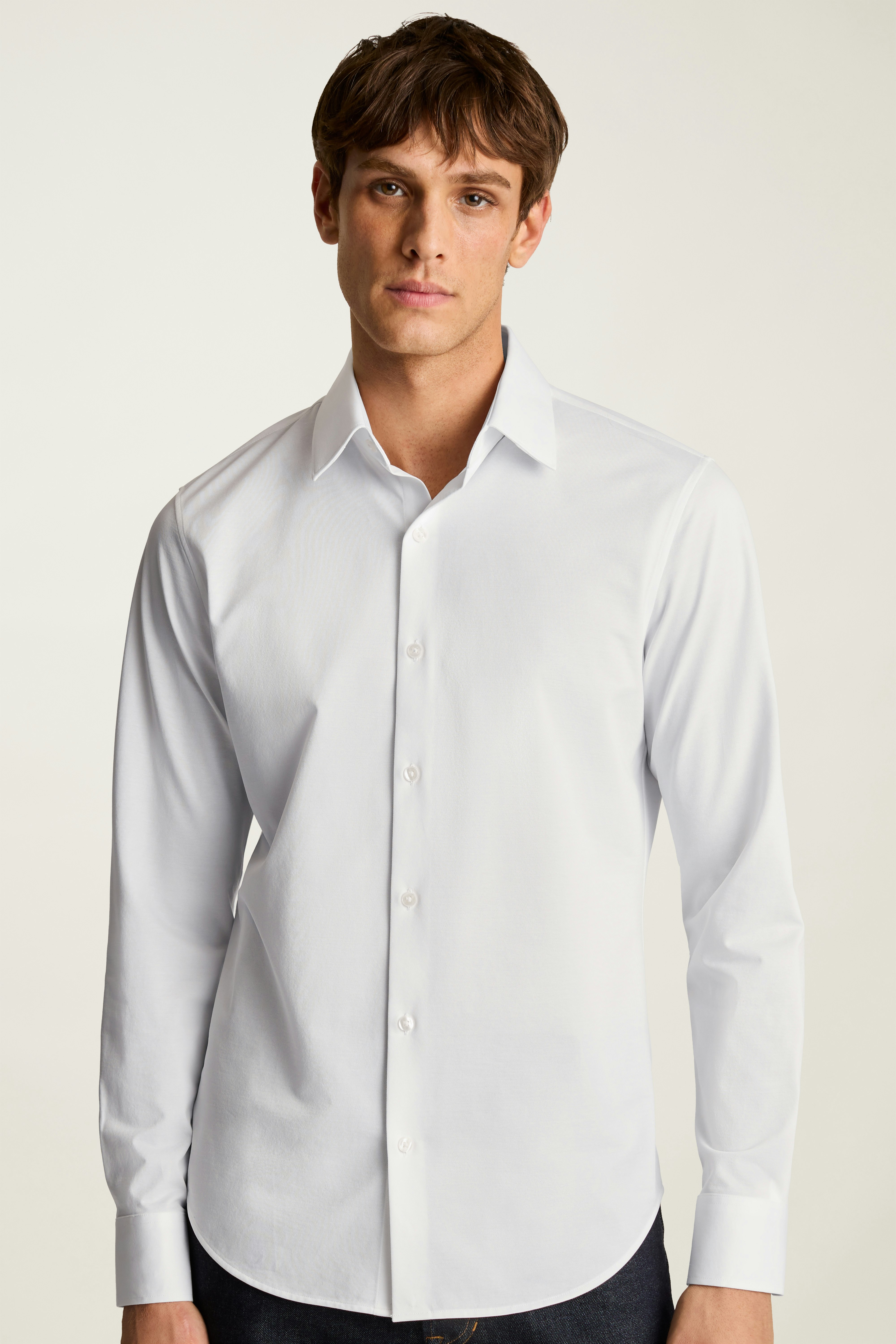 Tech Pique Button Down Shirt white texture