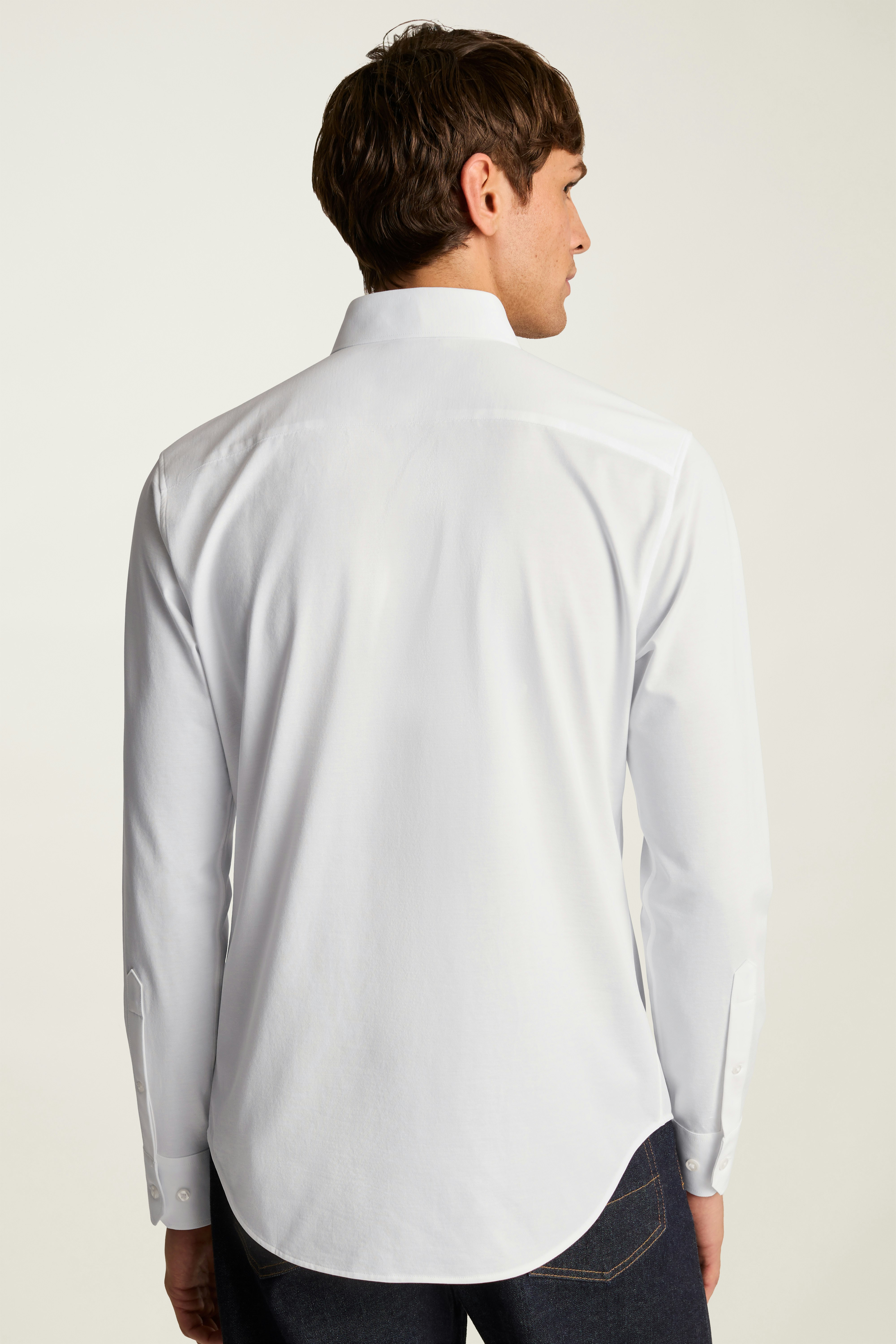 Tech Pique Button Down Shirt white texture