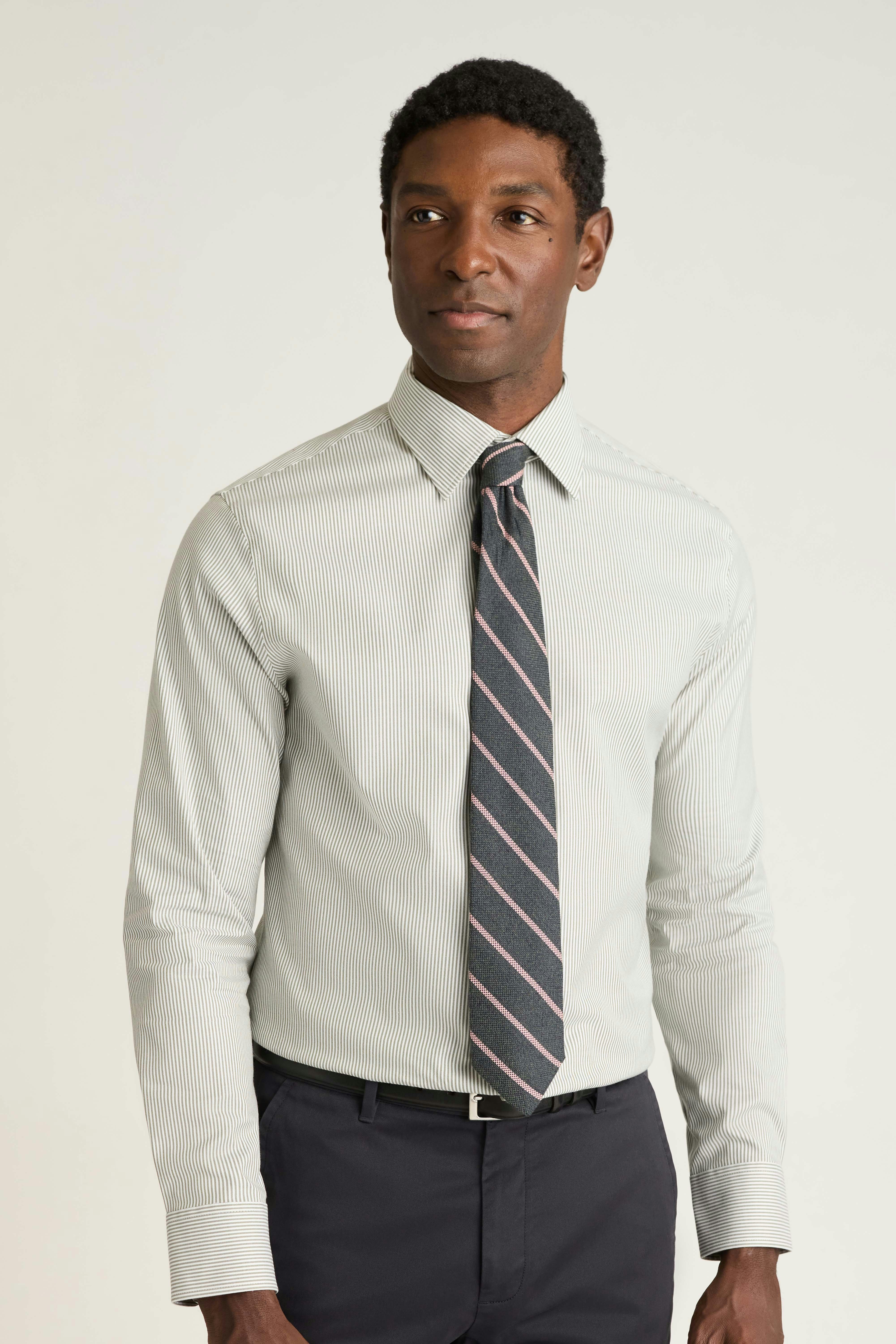 Weekday Warrior Dress Shirt olive melville stripe