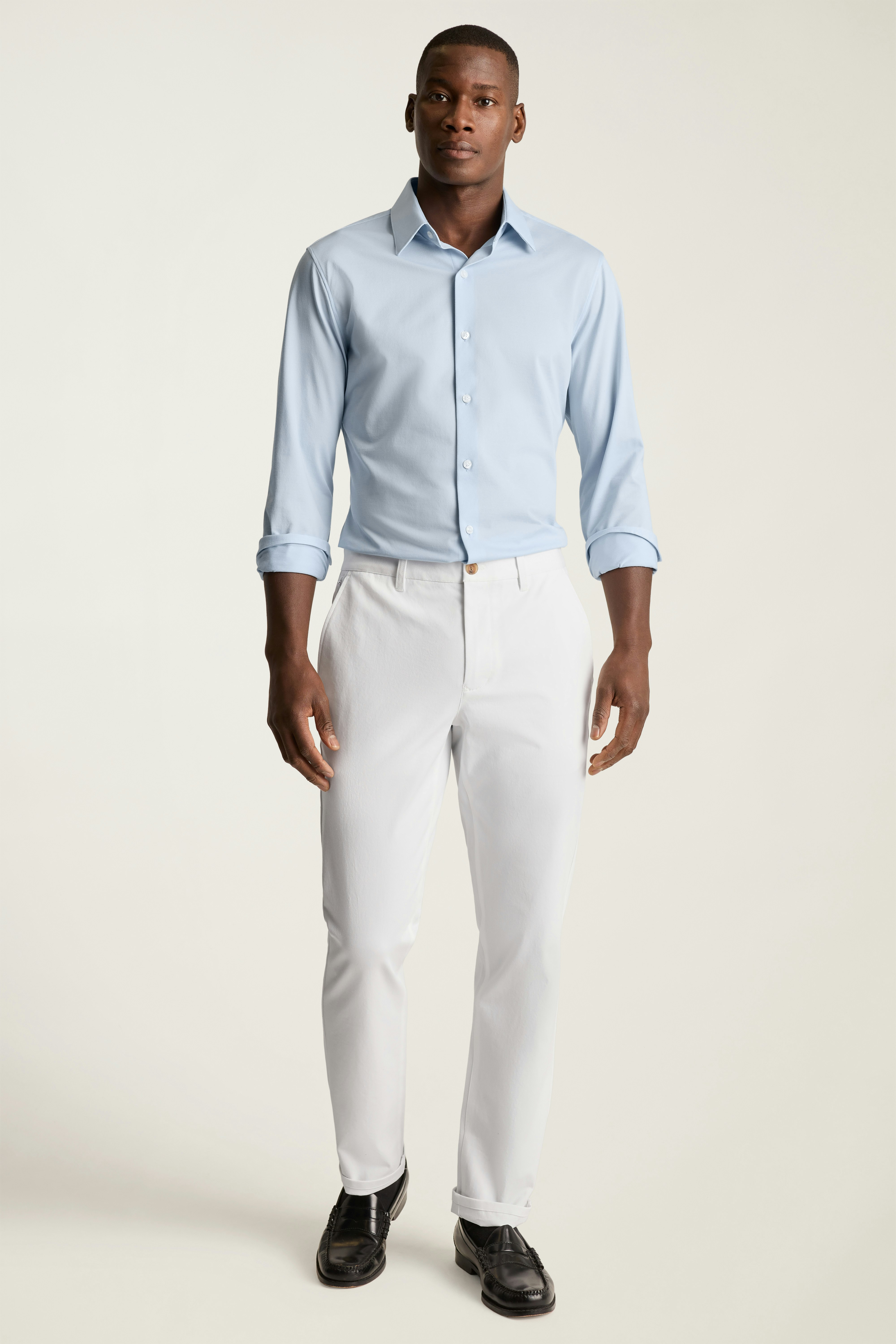 Tech Pique Button Down Shirt light blue texture