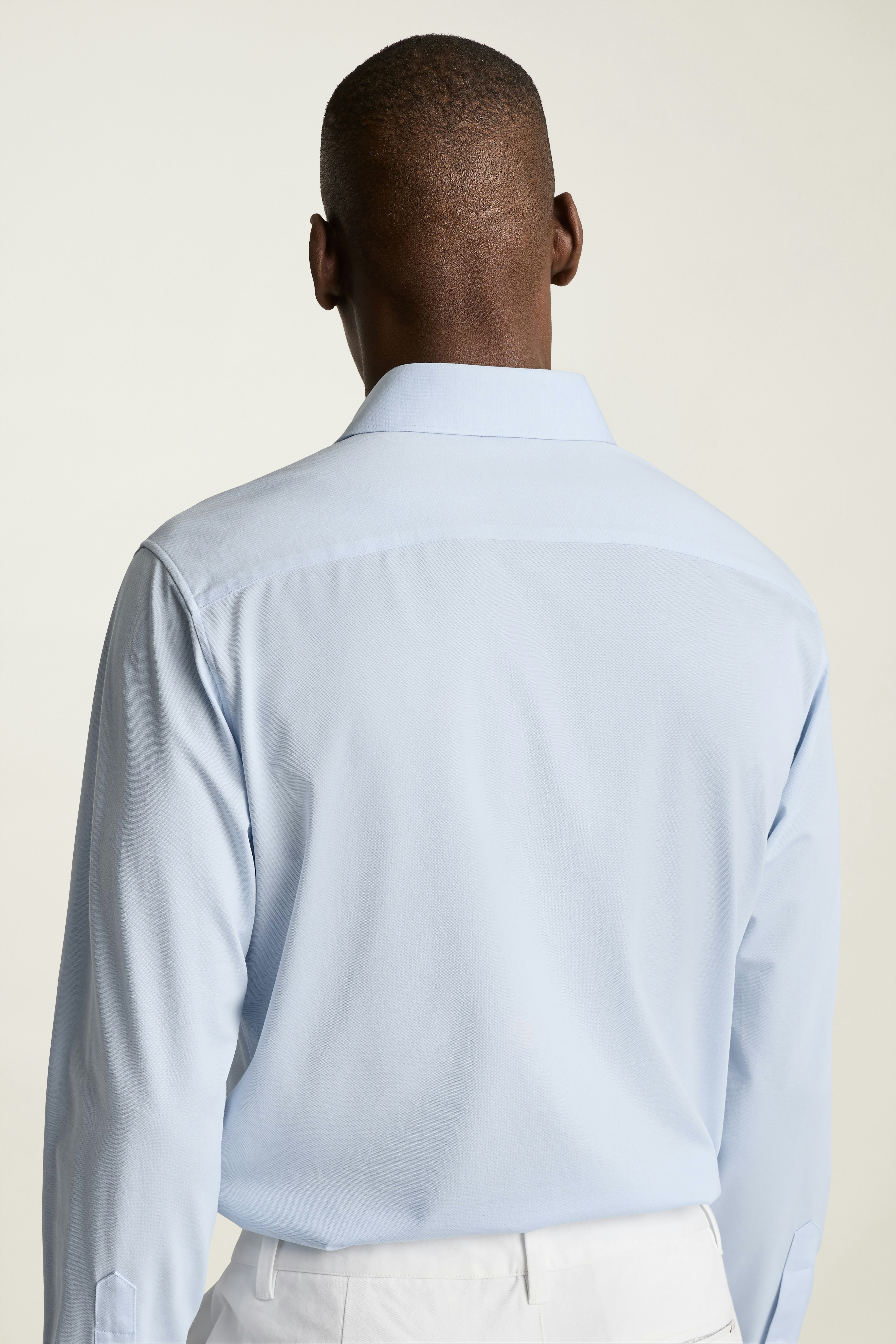 Tech Pique Button Down Shirt light blue texture