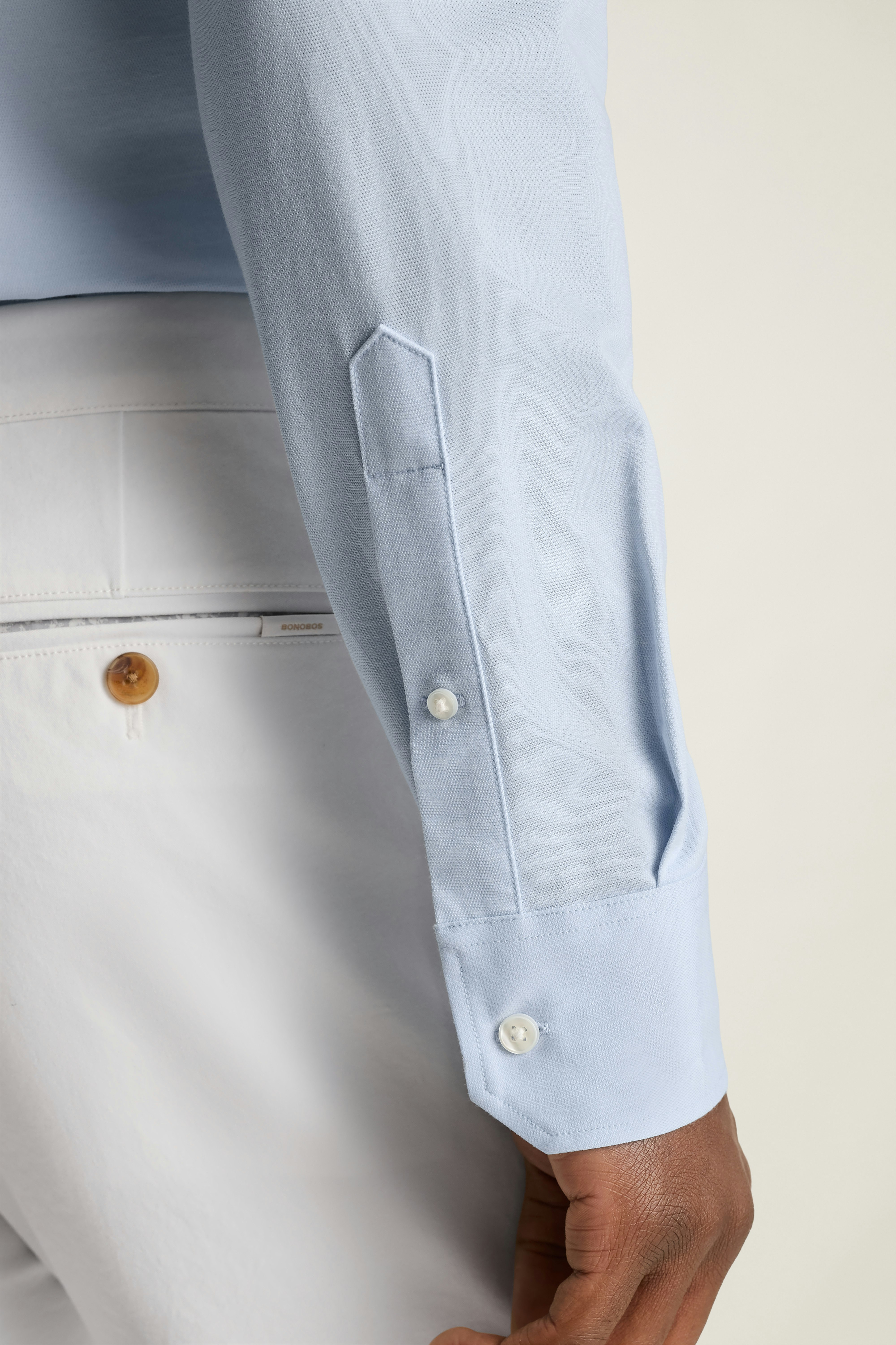 Tech Pique Button Down Shirt light blue texture