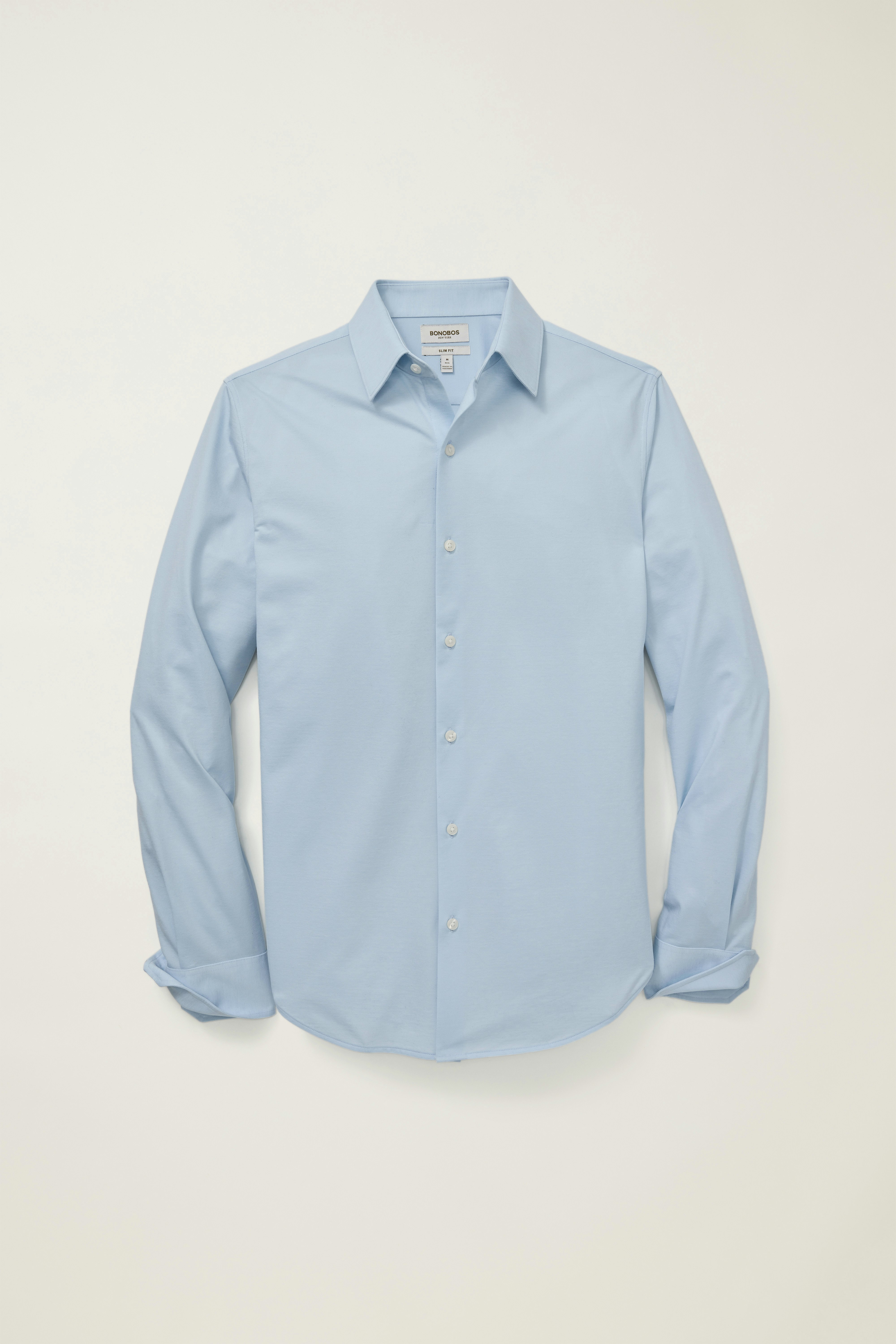 Tech Pique Button Down Shirt light blue texture
