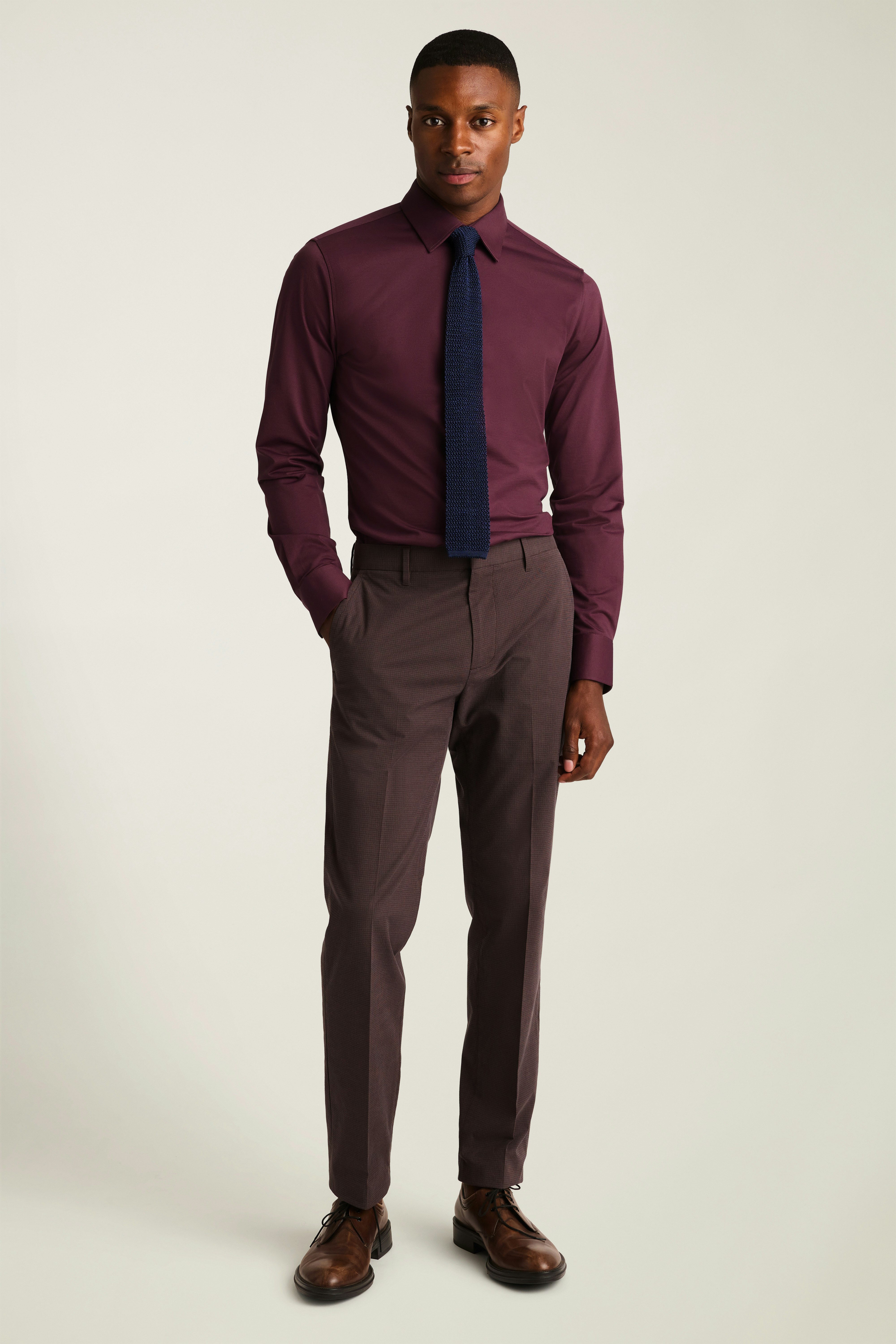 Tech Pique Button Down Shirt burgundy