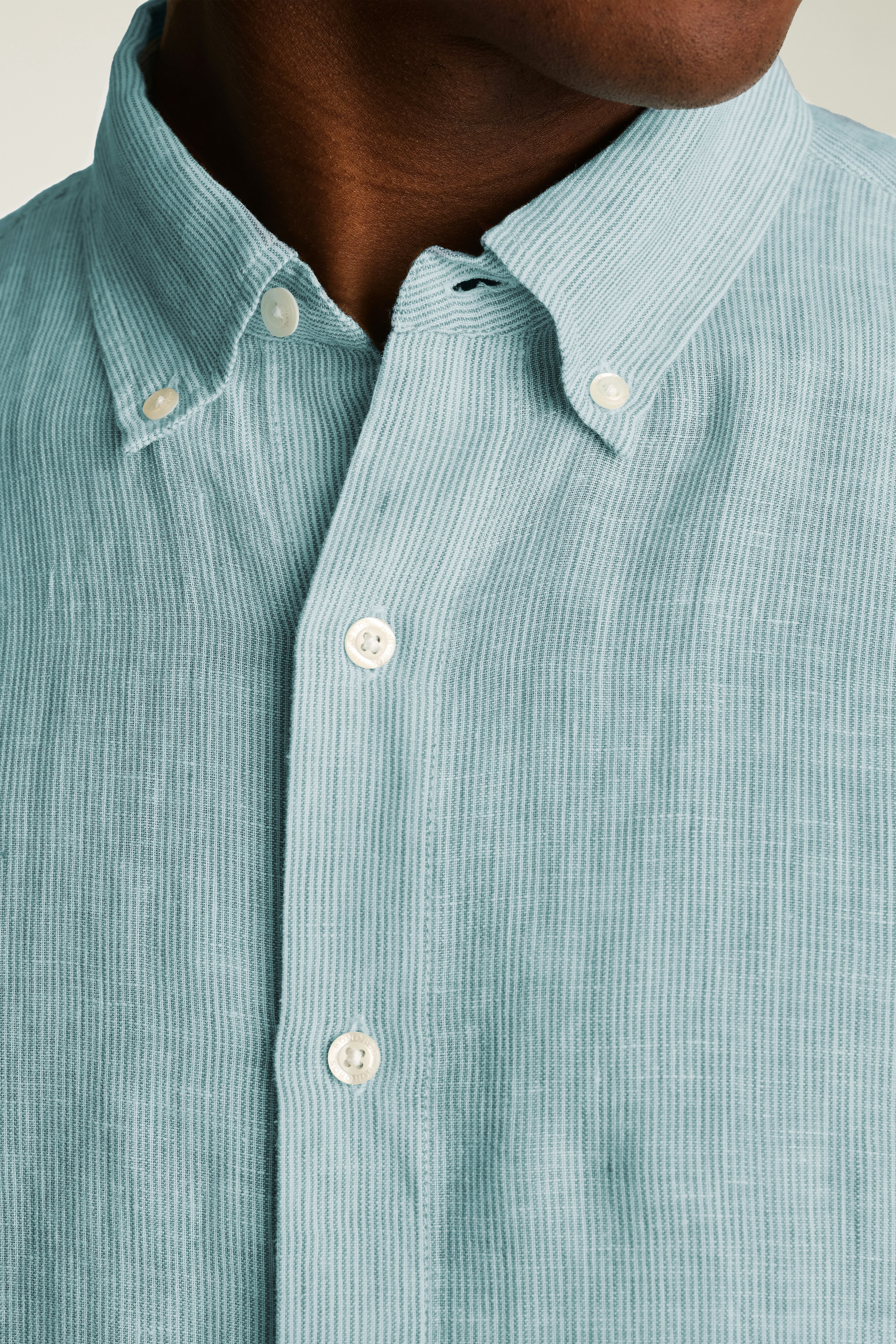 Riviera Linen Short Sleeve Shirt teal oxnard stripe