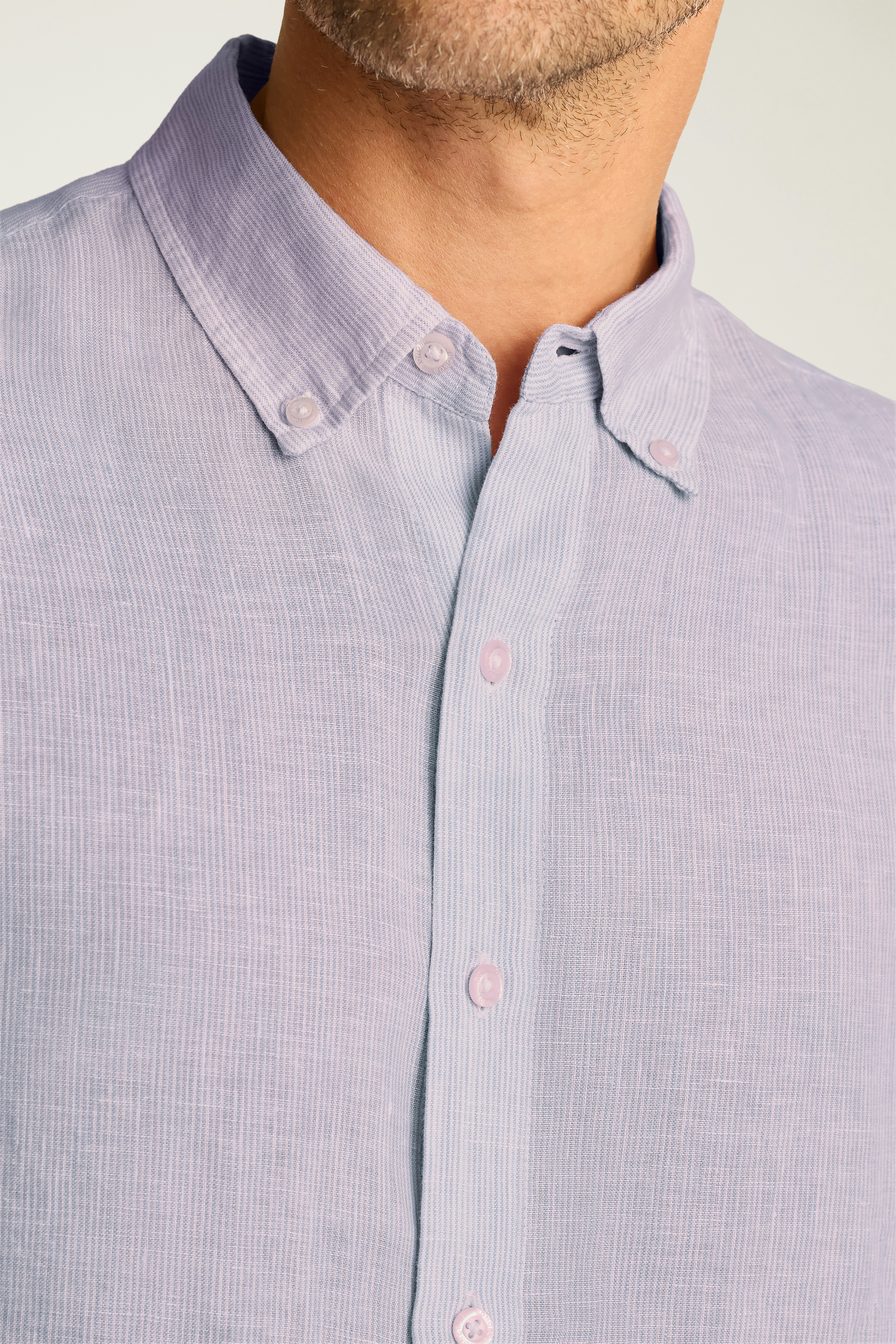 Riviera Linen Short Sleeve Shirt purple oxnard stripe